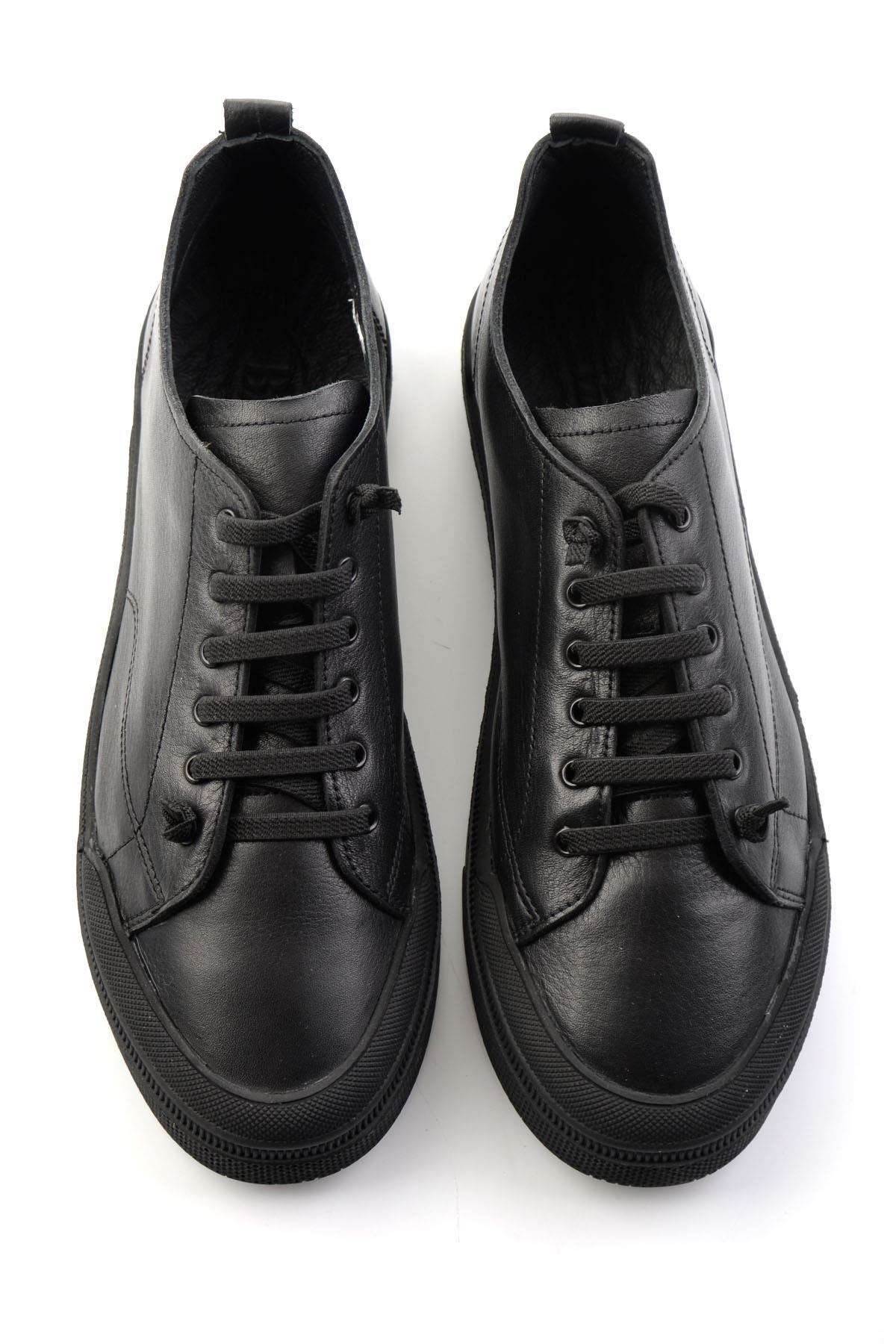 Siyah Hakiki Deri Erkek Sneaker E01585773443
