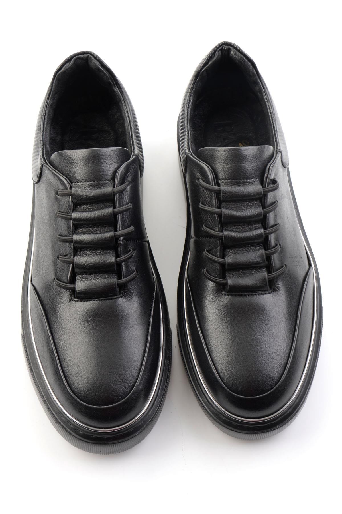 Siyah Hakiki Deri Erkek Sneaker E01585127543