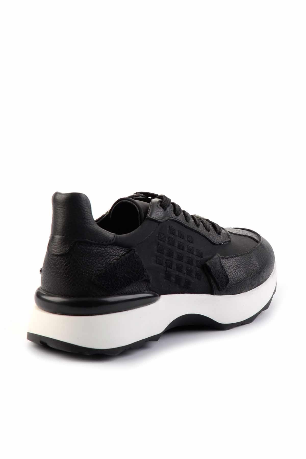 Siyah Hakiki Deri Erkek Sneaker E01585720403