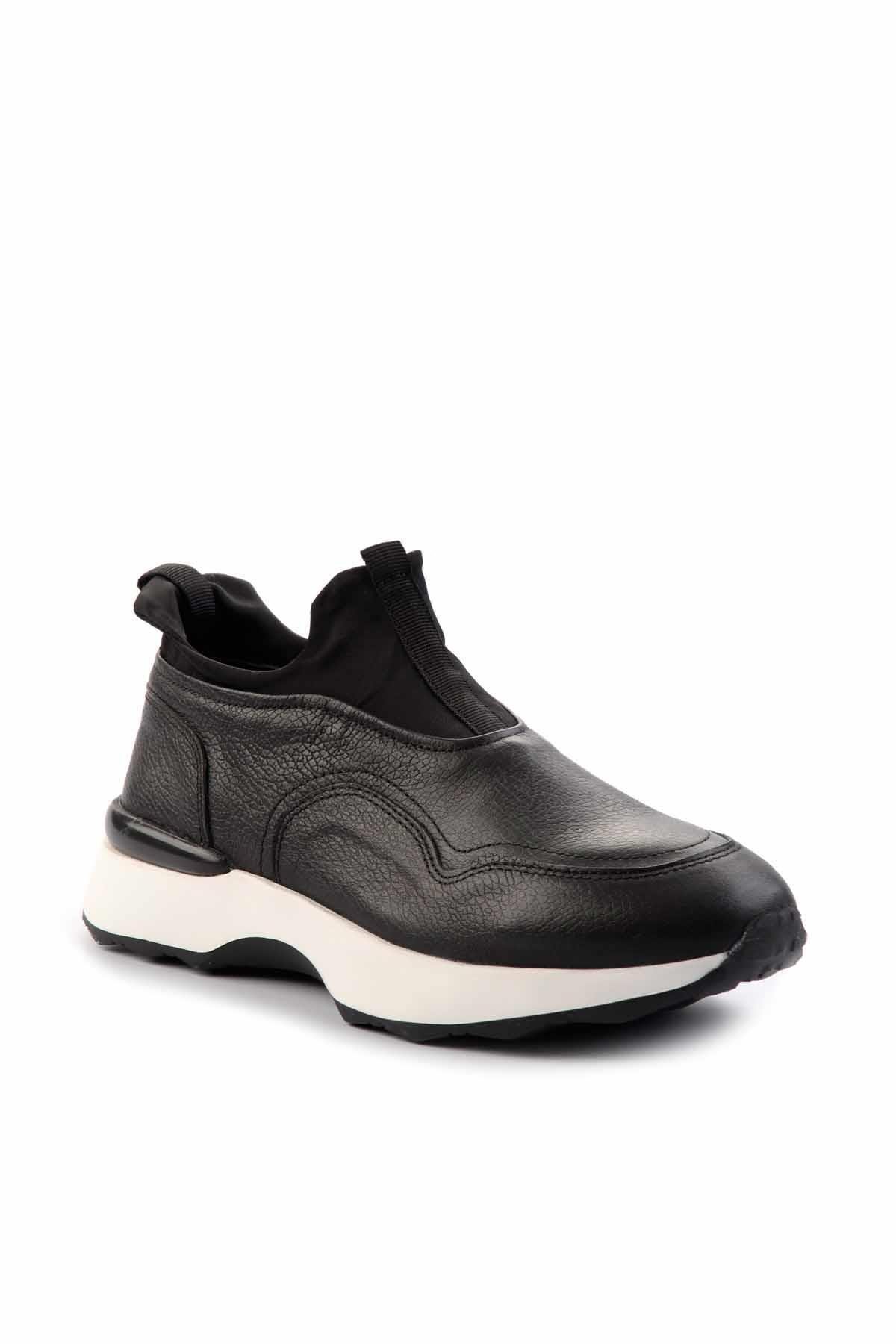 Siyah Hakiki Deri Erkek Sneaker E01585729203