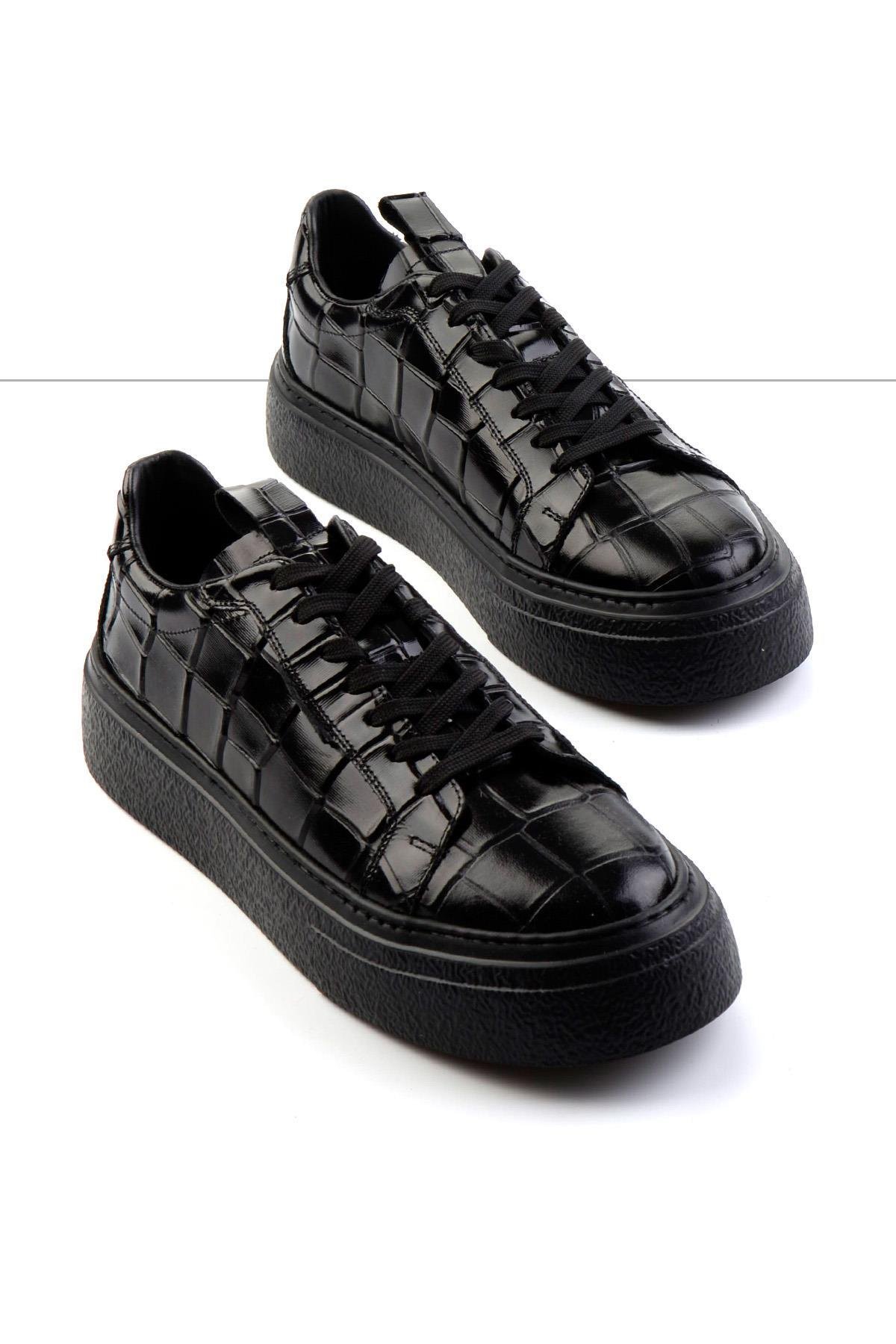 Siyah Hakiki Deri Erkek Sneaker E01589214311