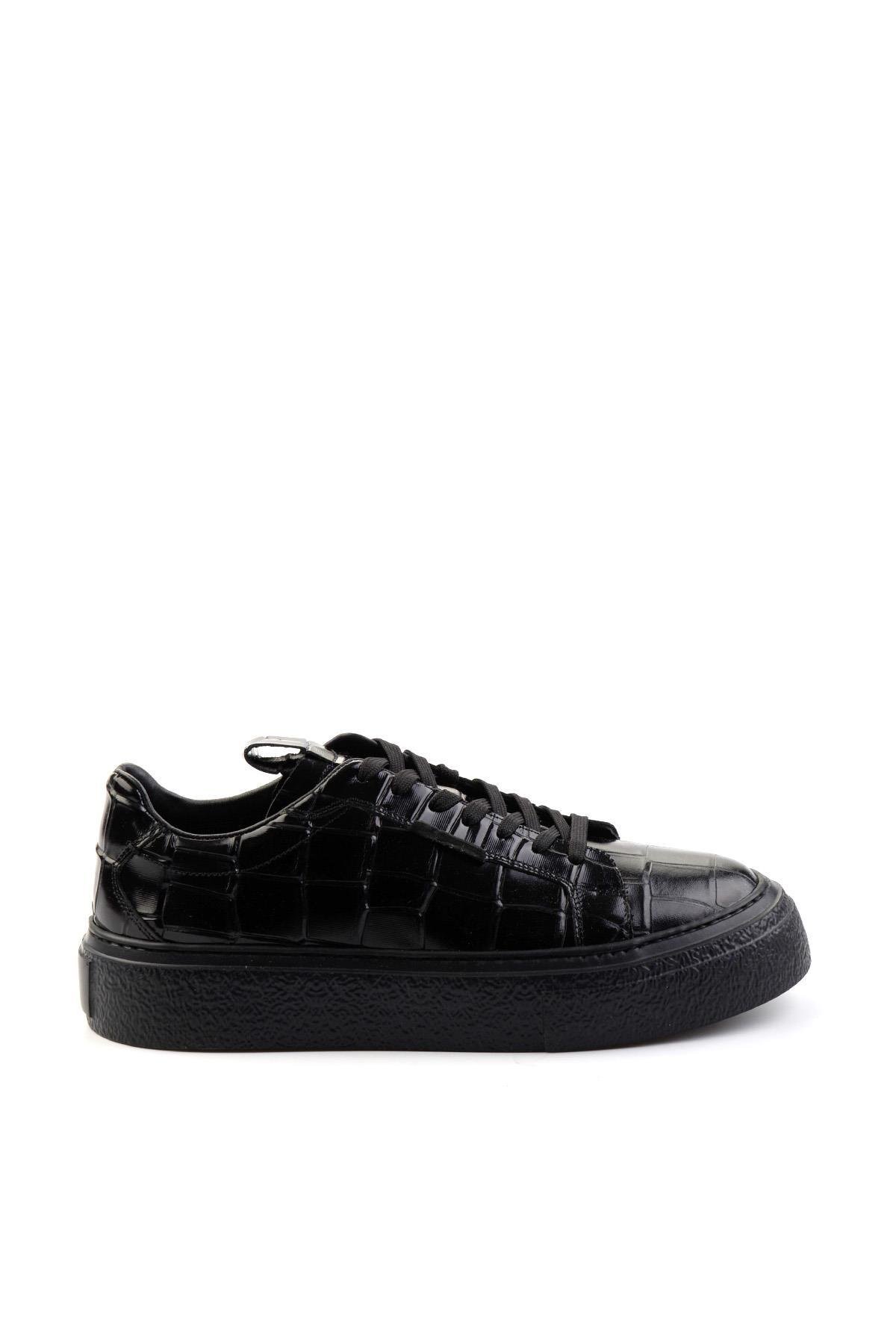 Siyah Hakiki Deri Erkek Sneaker E01589214311