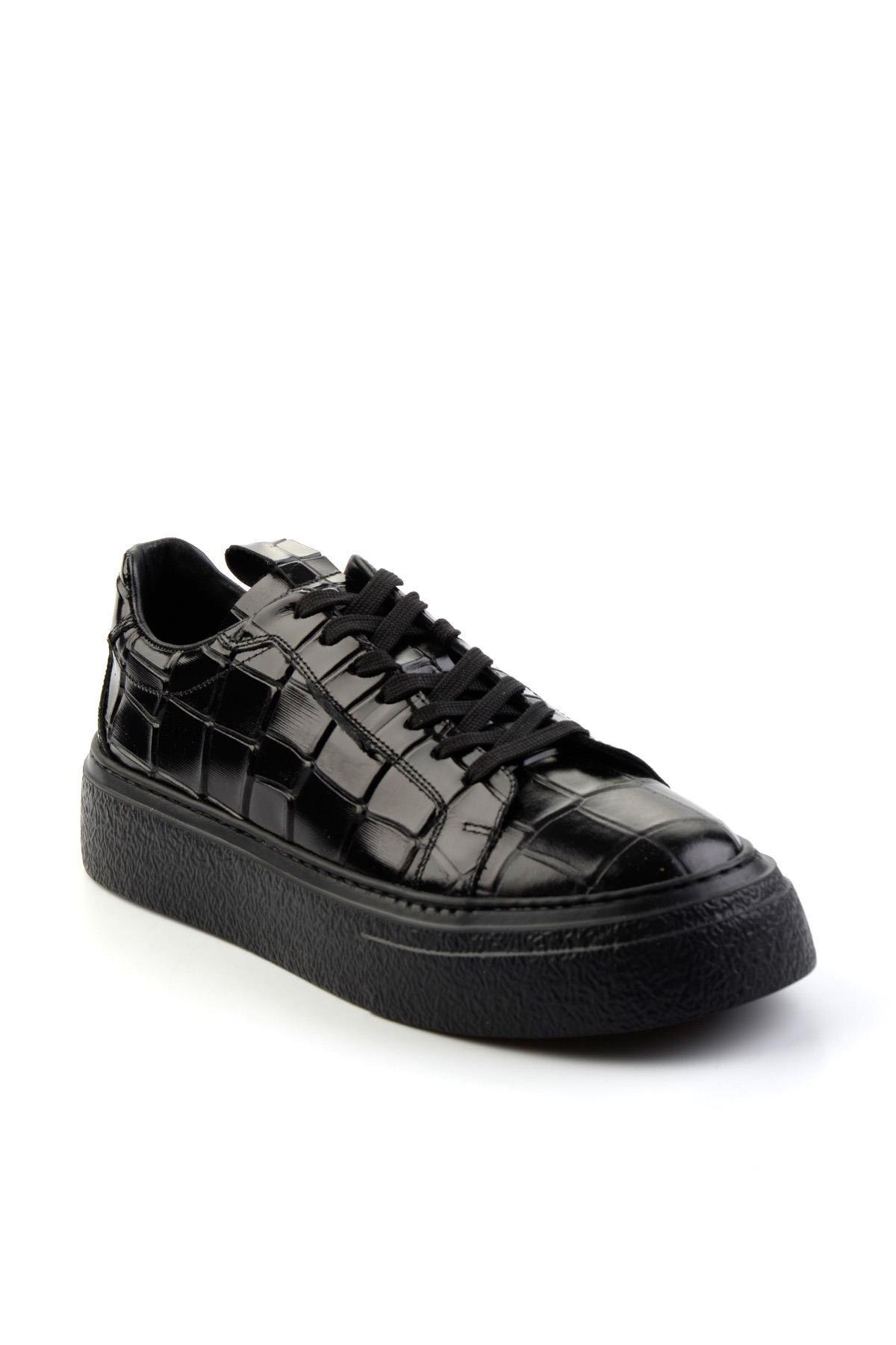 Siyah Hakiki Deri Erkek Sneaker E01589214311