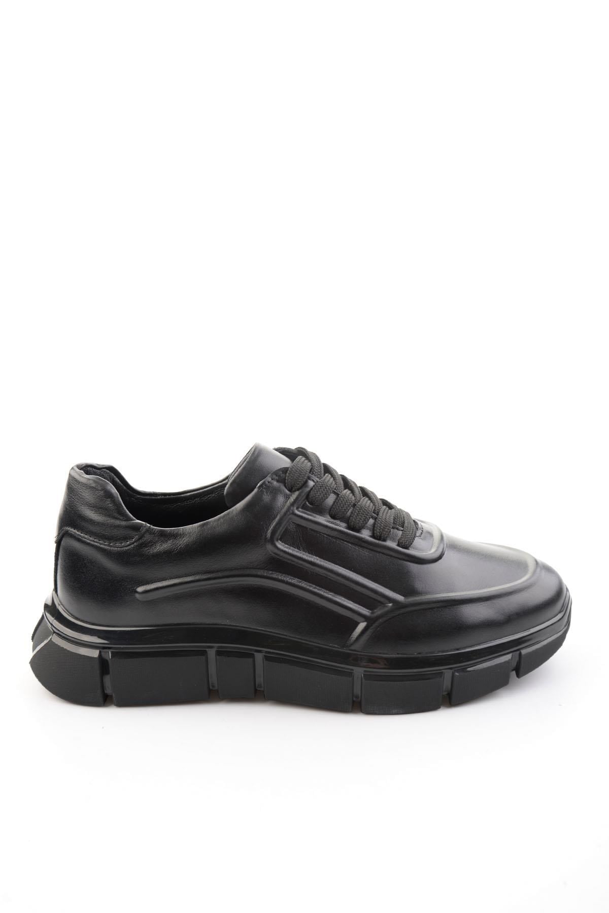 Siyah Hakiki Deri Erkek Sneaker E01736060241
