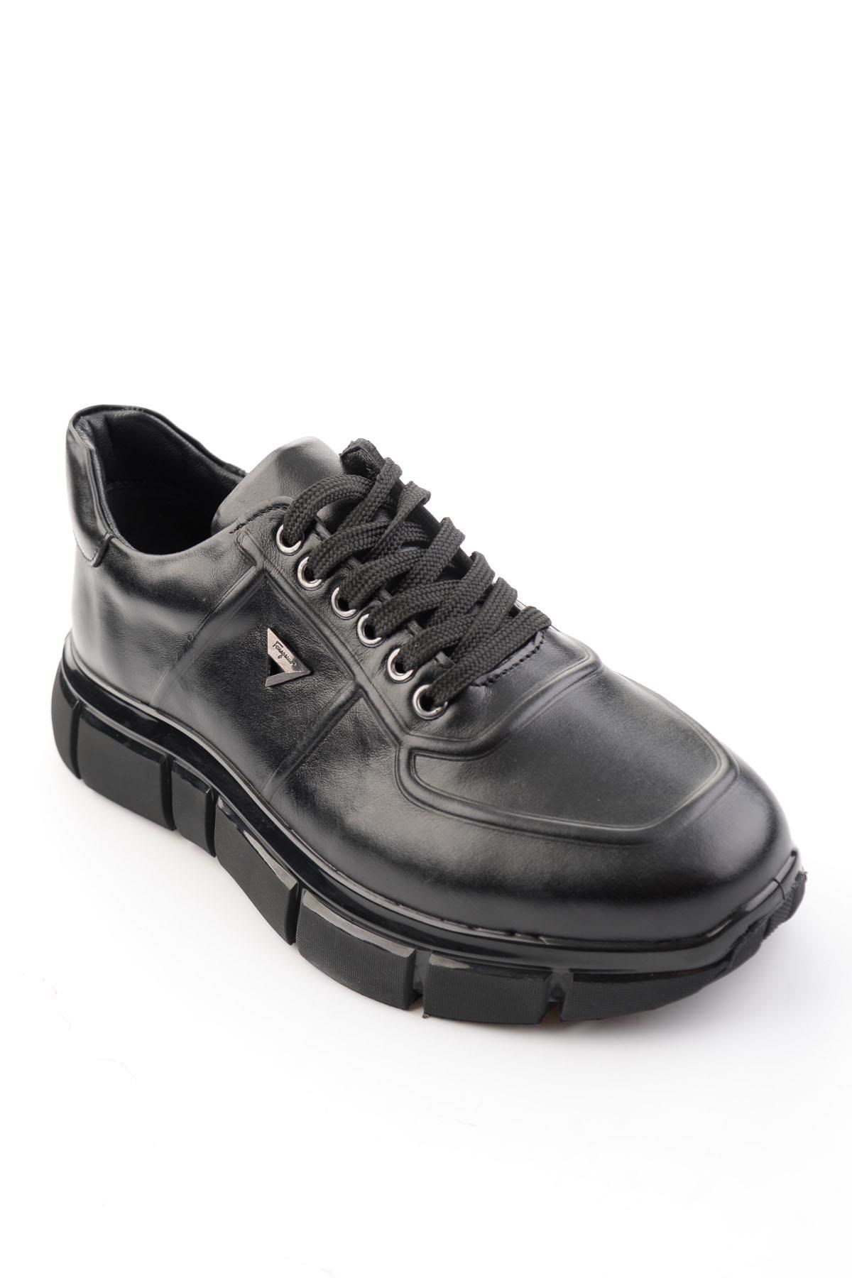 Siyah Hakiki Deri Erkek Sneaker E01736060141