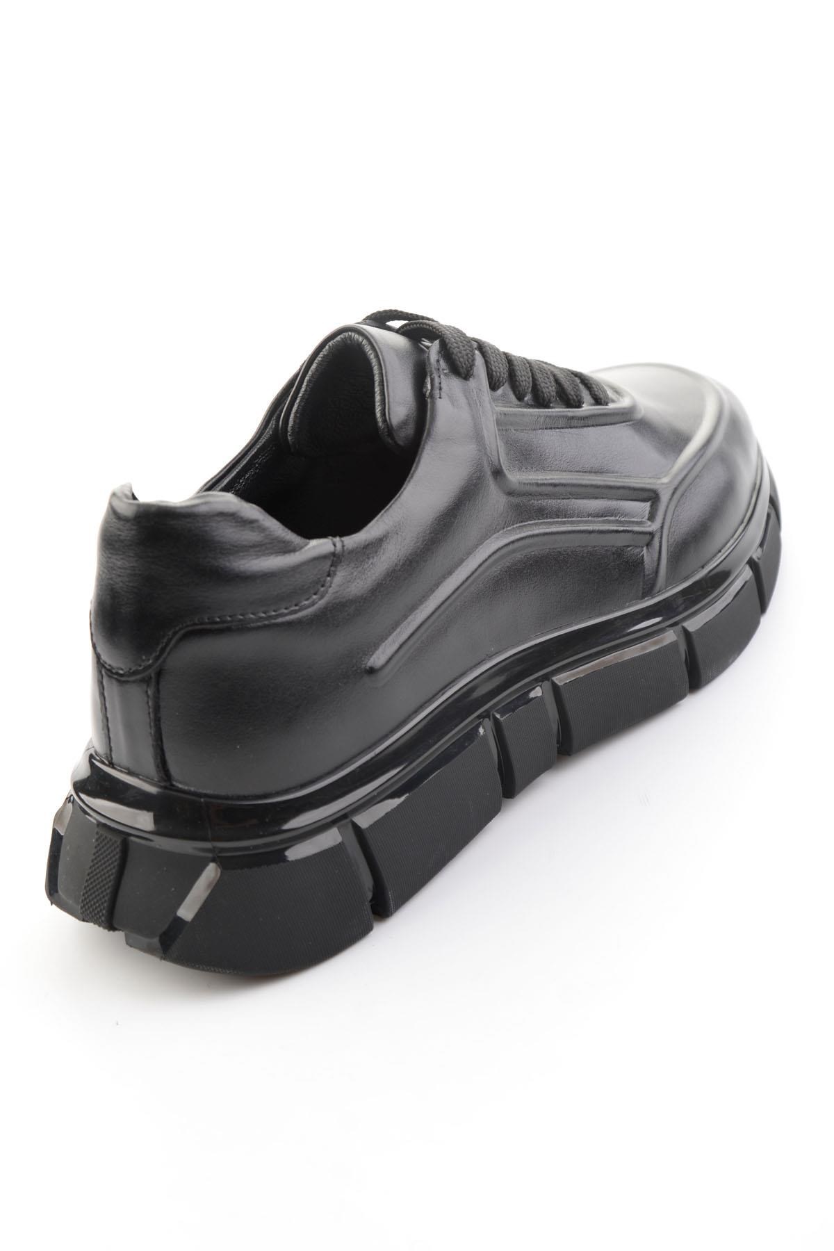 Siyah Hakiki Deri Erkek Sneaker E01736060241