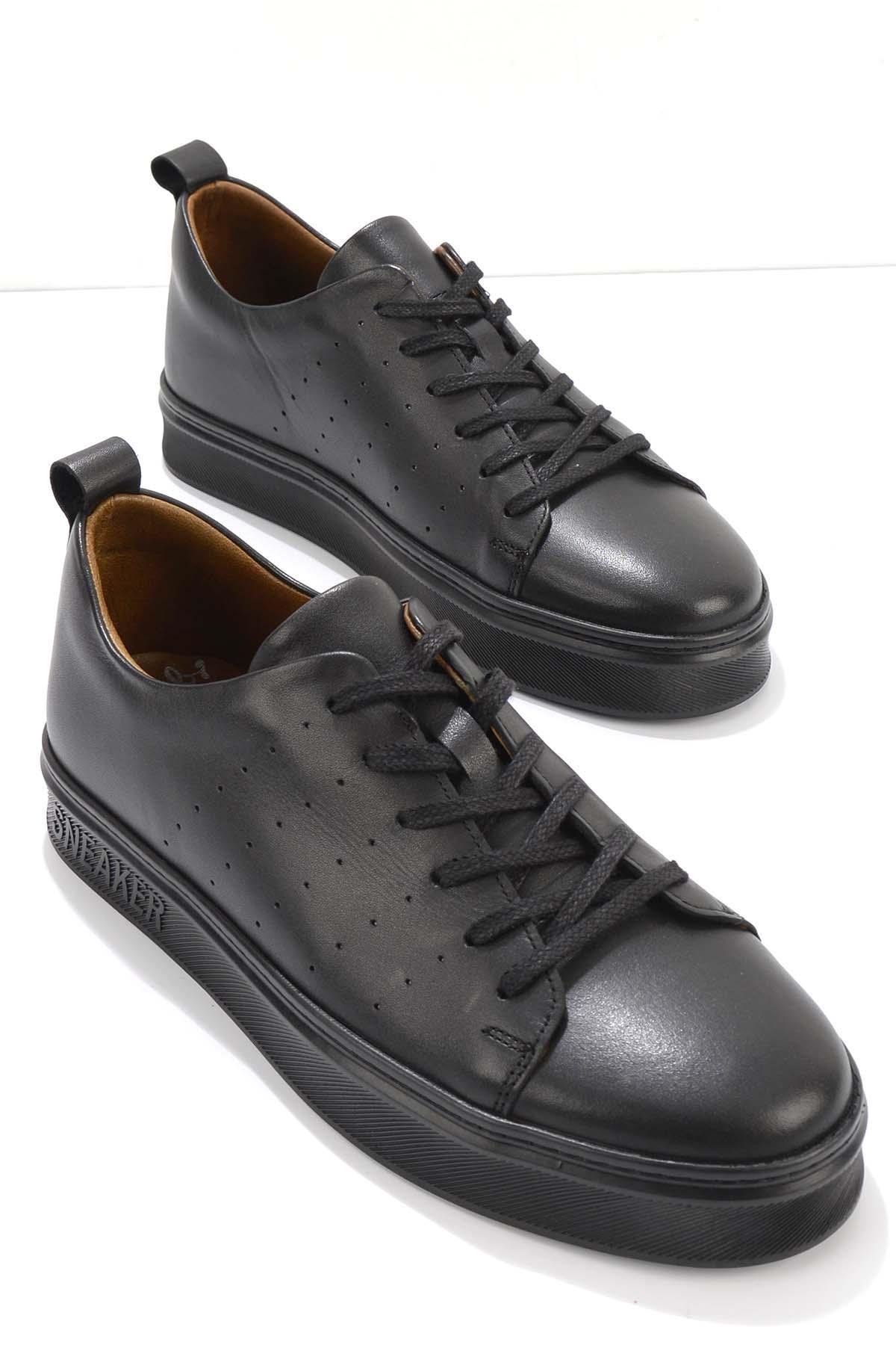 Siyah Hakiki Deri Erkek Sneaker E01811338103