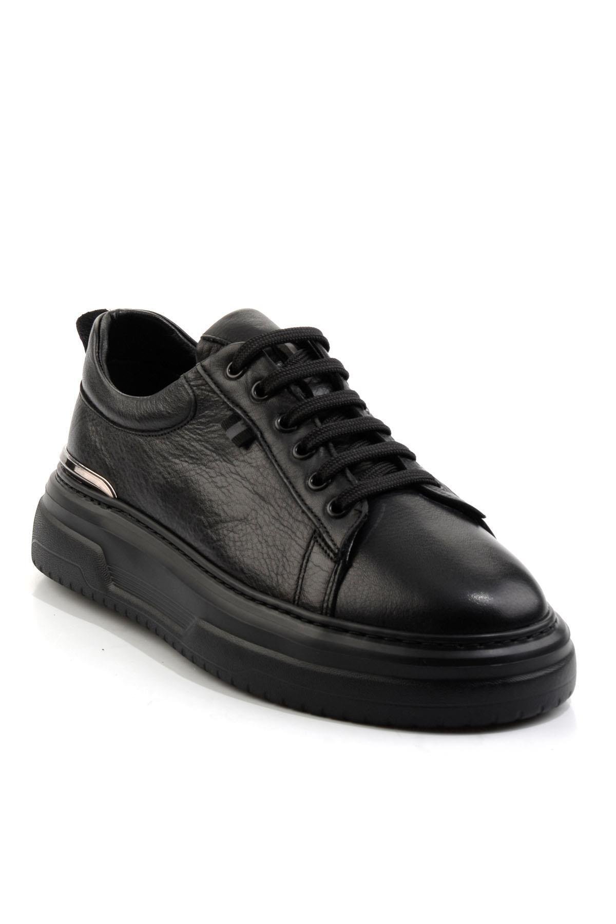Siyah Hakiki Deri Erkek Sneaker E01811604443