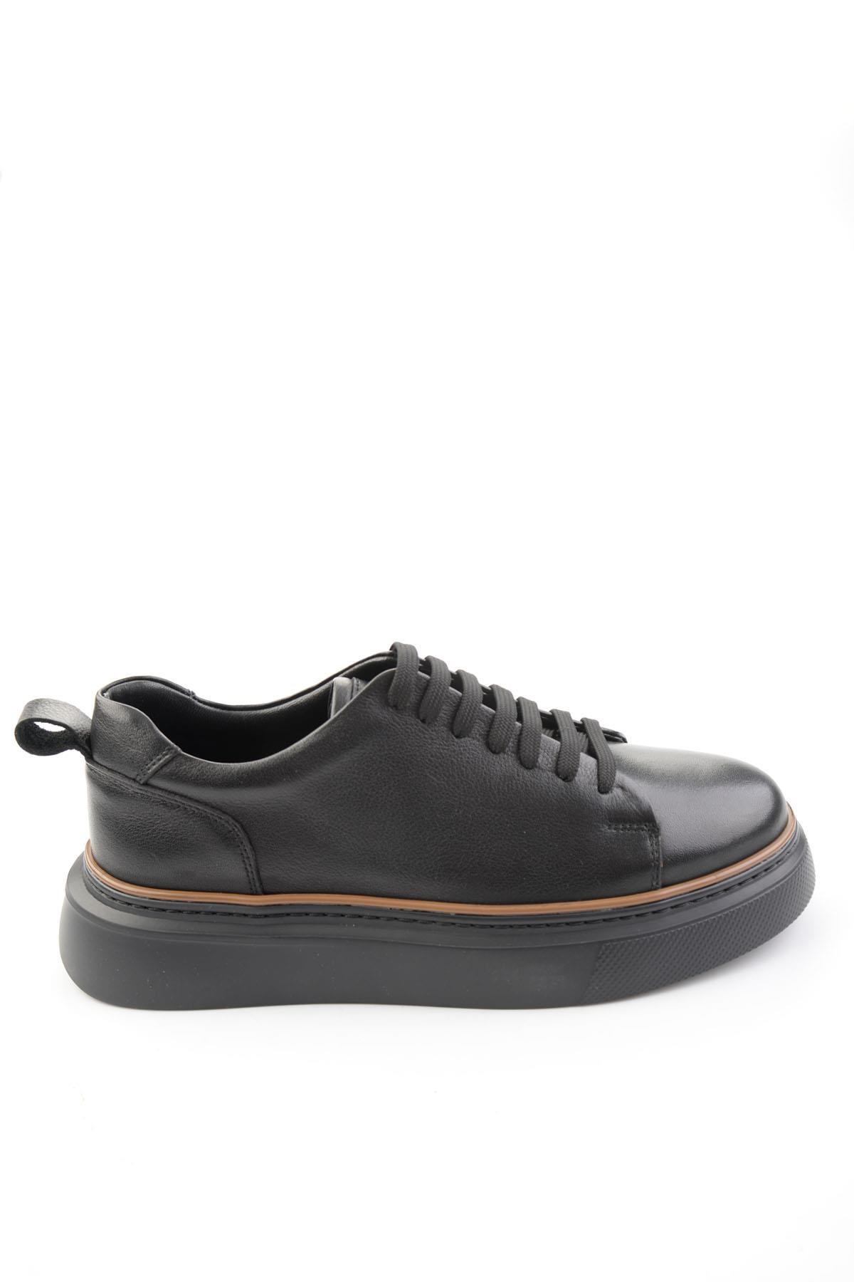 Siyah Hakiki Deri Erkek Sneaker E01811300503