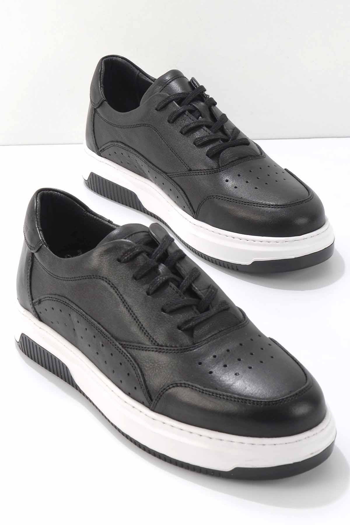Siyah Hakiki Deri Erkek Sneaker E01811234803