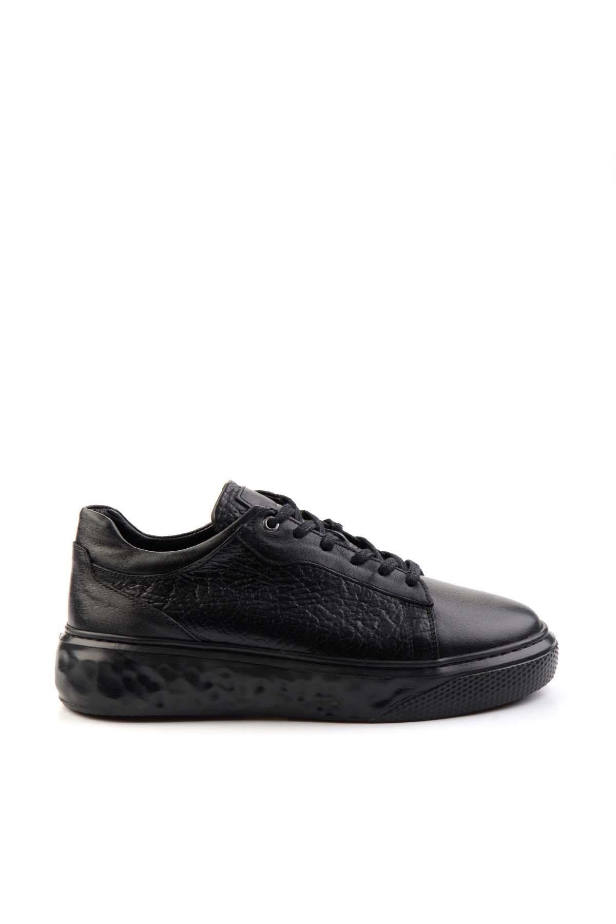 Siyah Hakiki Deri Erkek Sneaker E01863641243