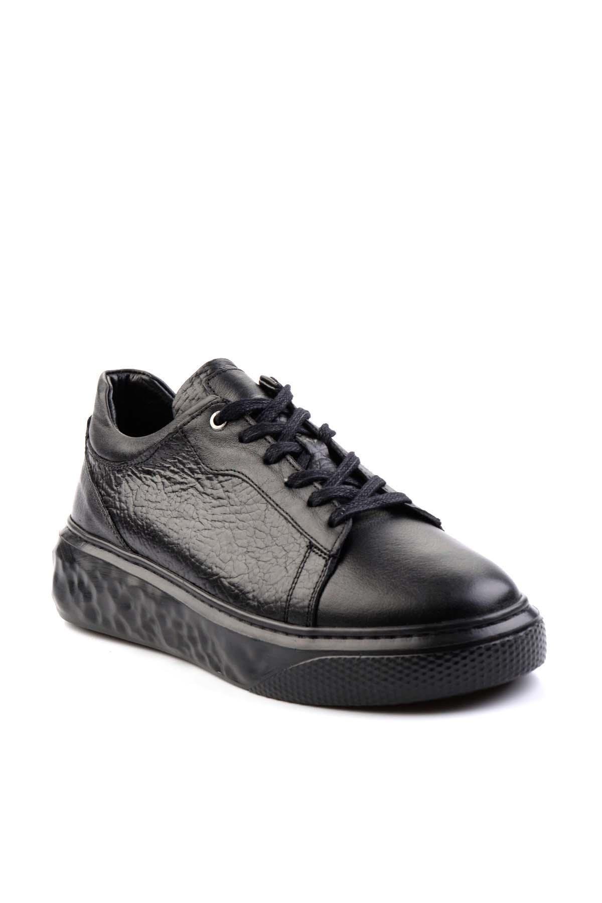 Siyah Hakiki Deri Erkek Sneaker E01863641243