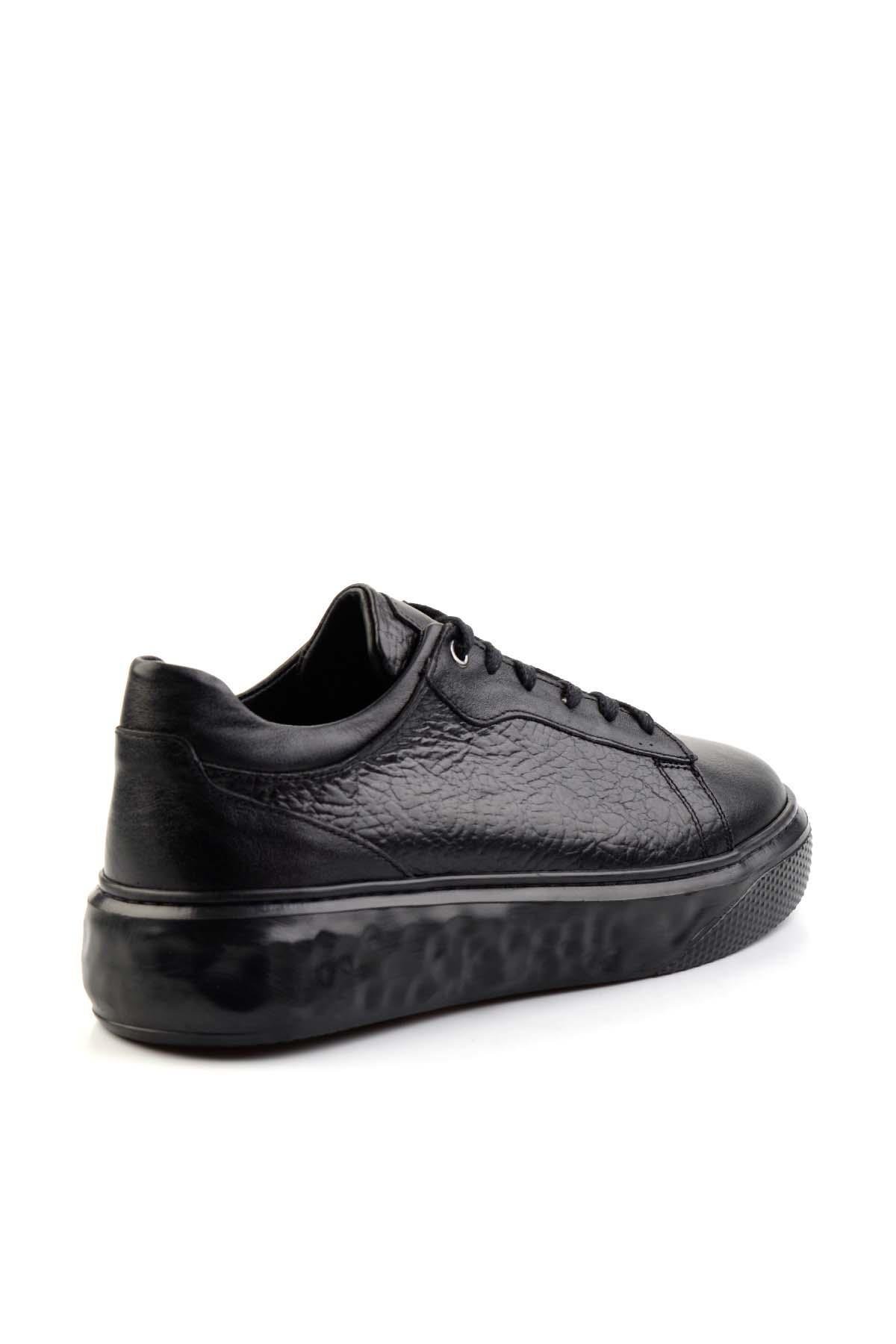 Siyah Hakiki Deri Erkek Sneaker E01863641243