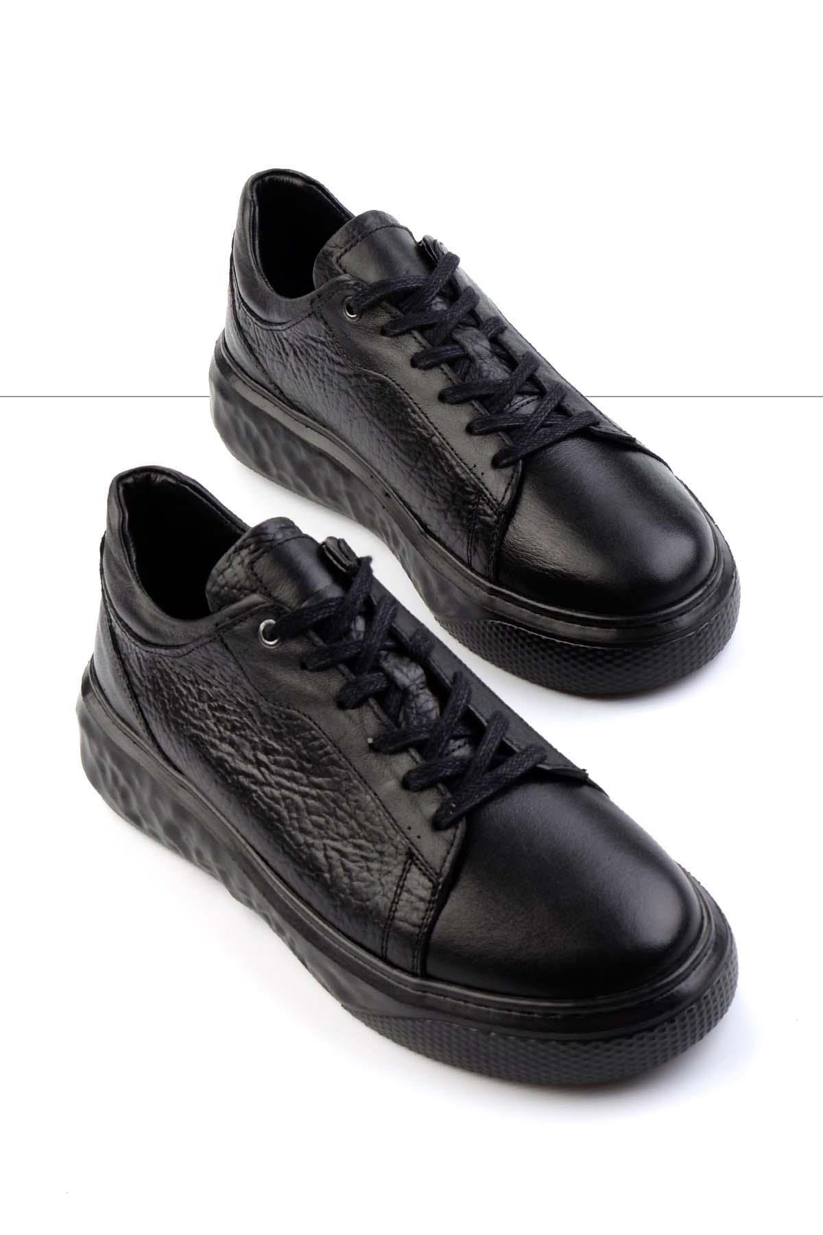 Siyah Hakiki Deri Erkek Sneaker E01863641243
