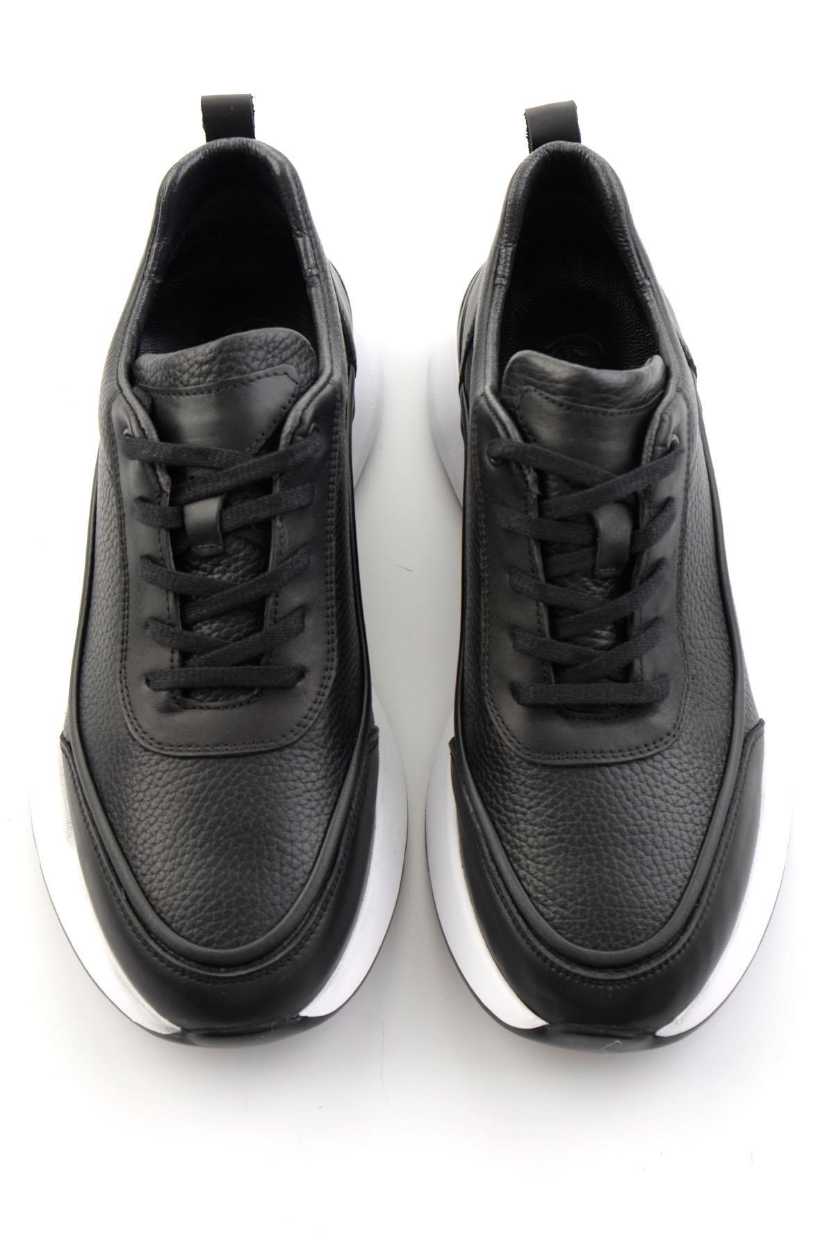 Siyah Hakiki Deri Erkek Sneaker E01958176543