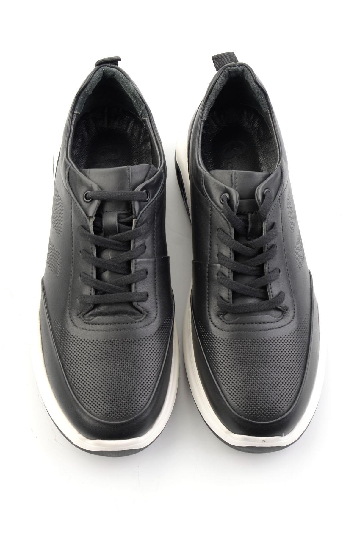 Siyah Hakiki Deri Erkek Sneaker E01958176343