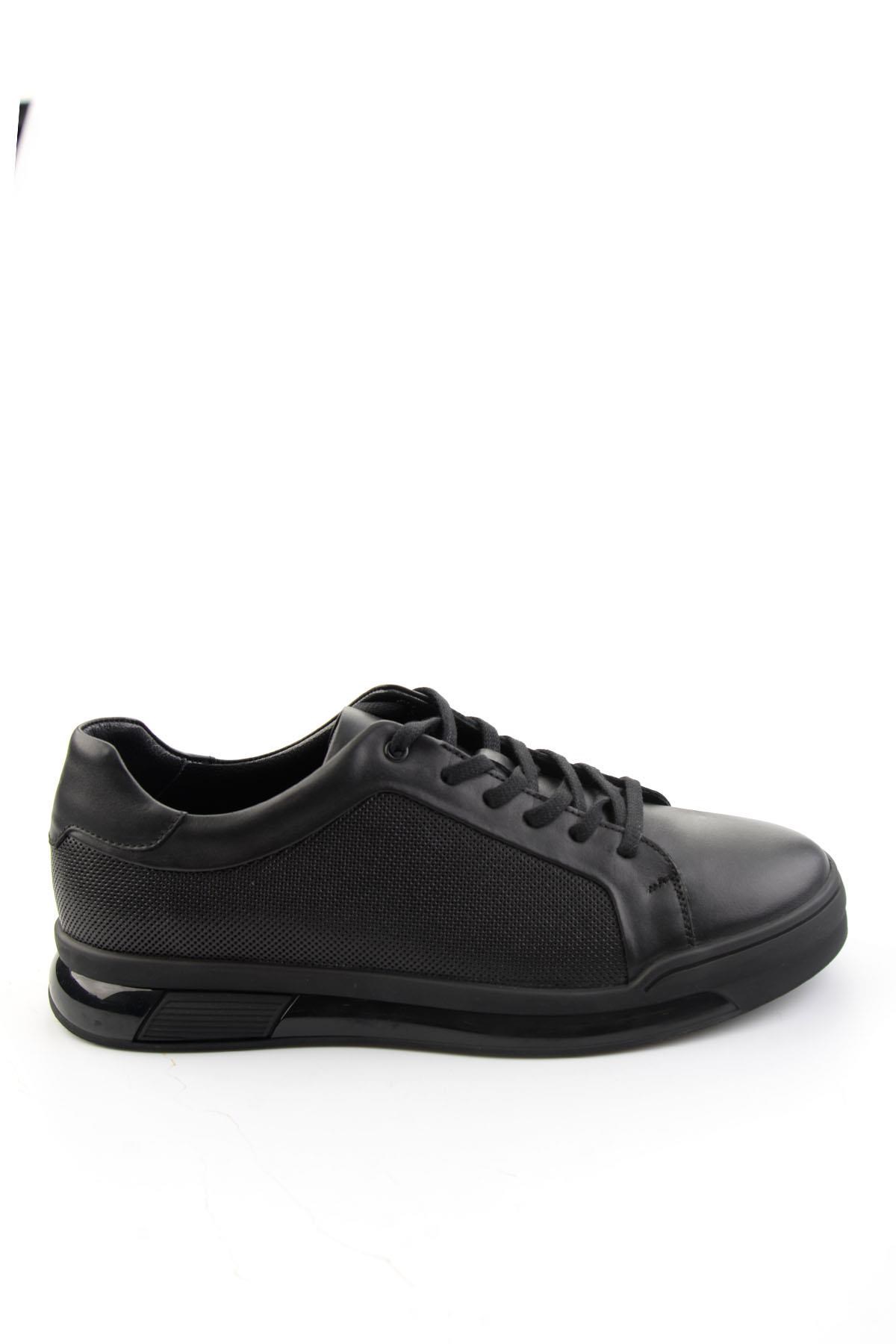 Siyah Hakiki Deri Erkek Sneaker E01958176643