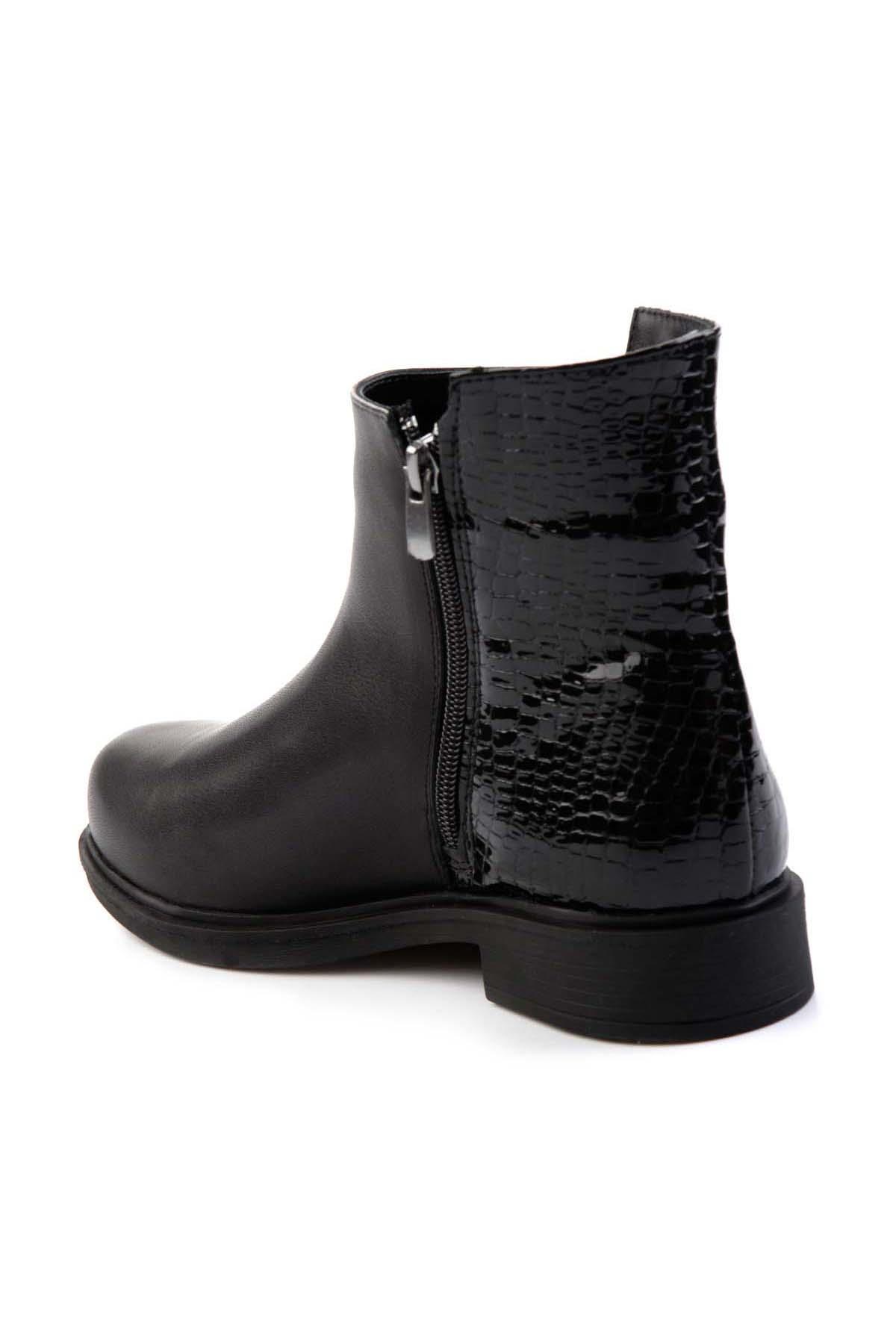 Siyah Hakiki Deri Kadın Bot & Bootie K02586307003