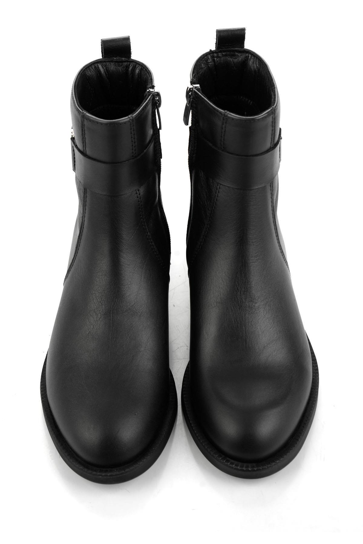 Siyah Hakiki Deri Kadın Bot & Bootie K02724560303