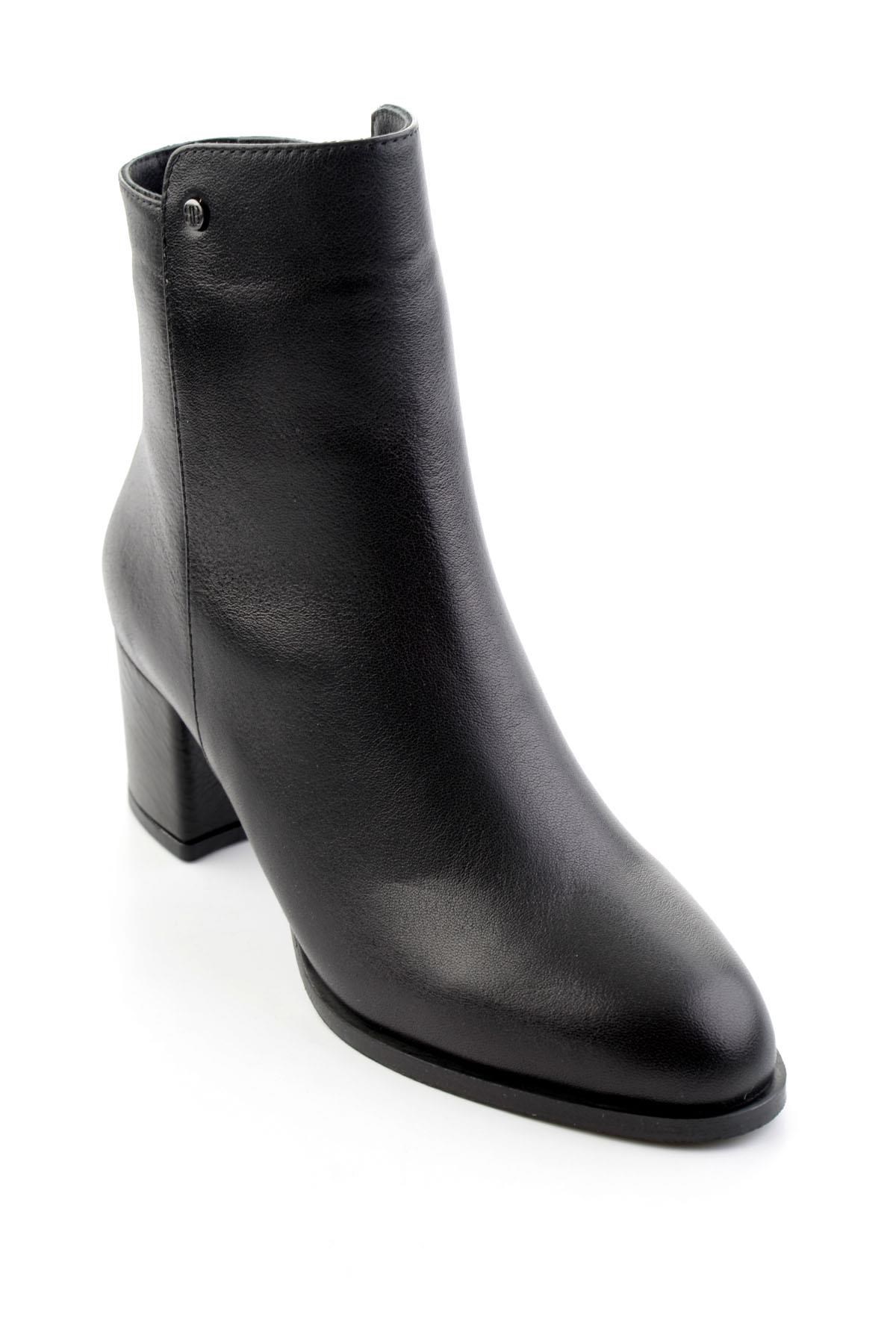 Siyah Hakiki Deri Kadın Bot & Bootie K02208020903