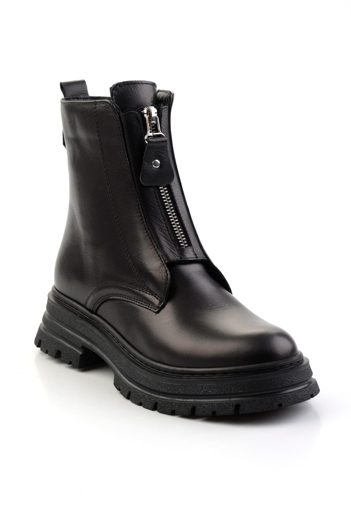 Siyah Hakiki Deri Kadın Bot & Bootie K02286089903