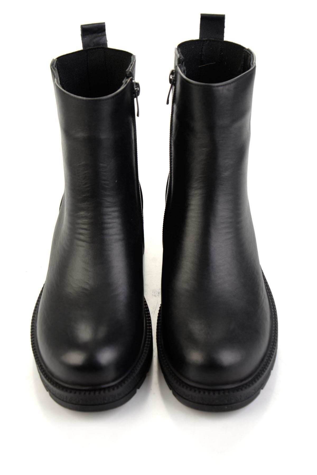 Siyah Hakiki Deri Kadın Bot & Bootie K02717251903