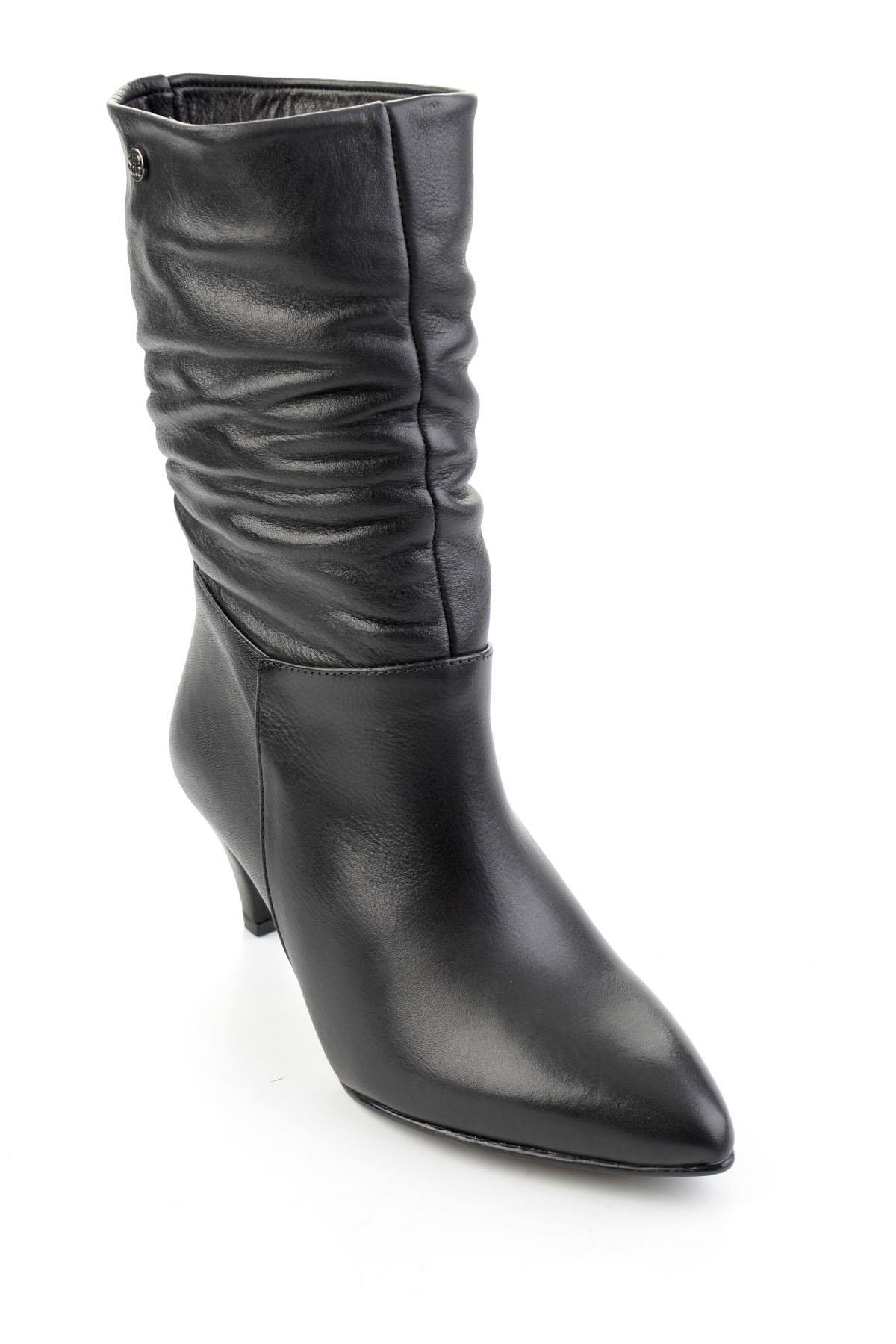 Siyah Hakiki Deri Kadın Bot & Bootie K02750150103