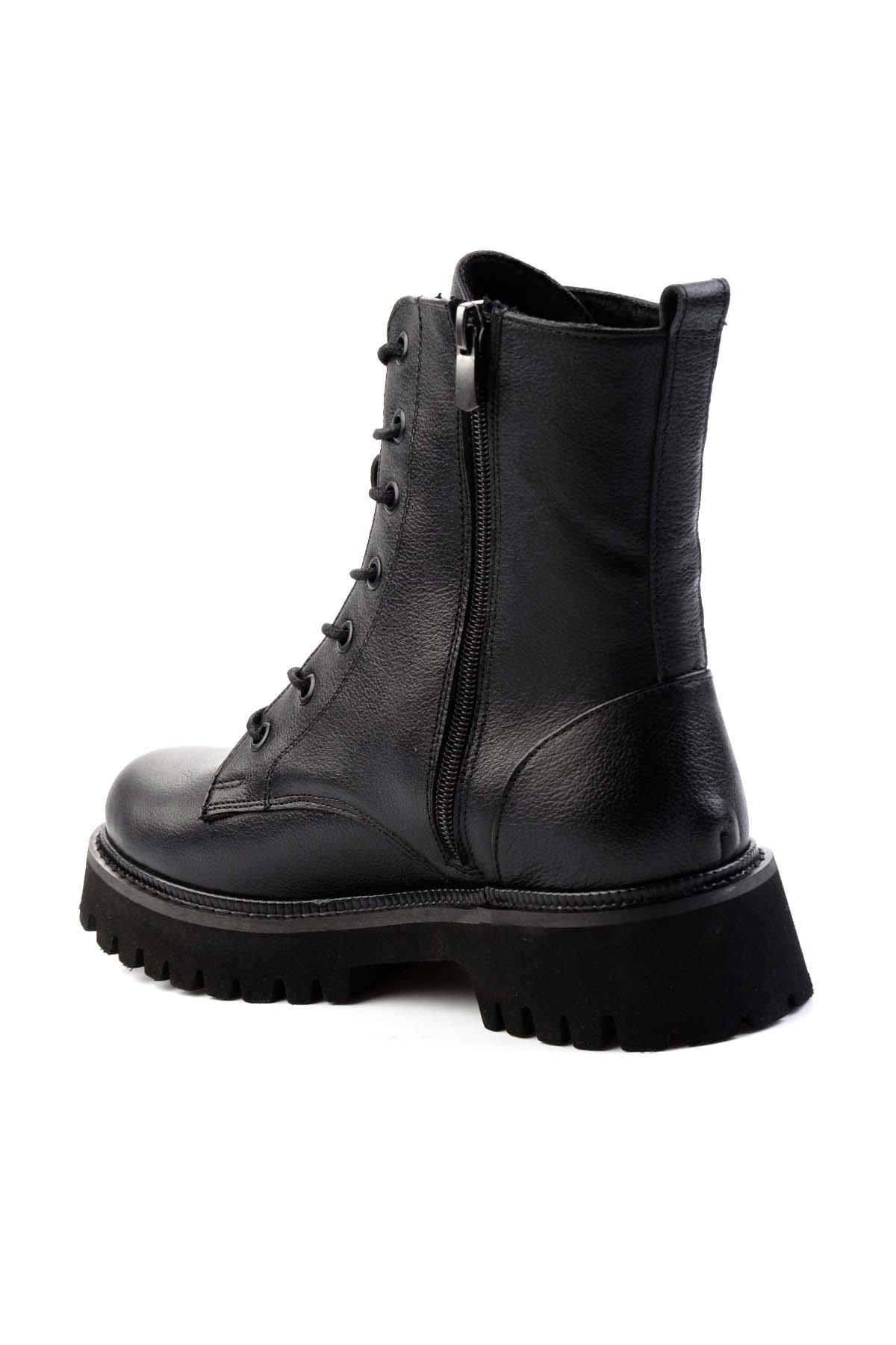 Siyah Hakiki Deri Kadın Bot & Bootie K02666420003