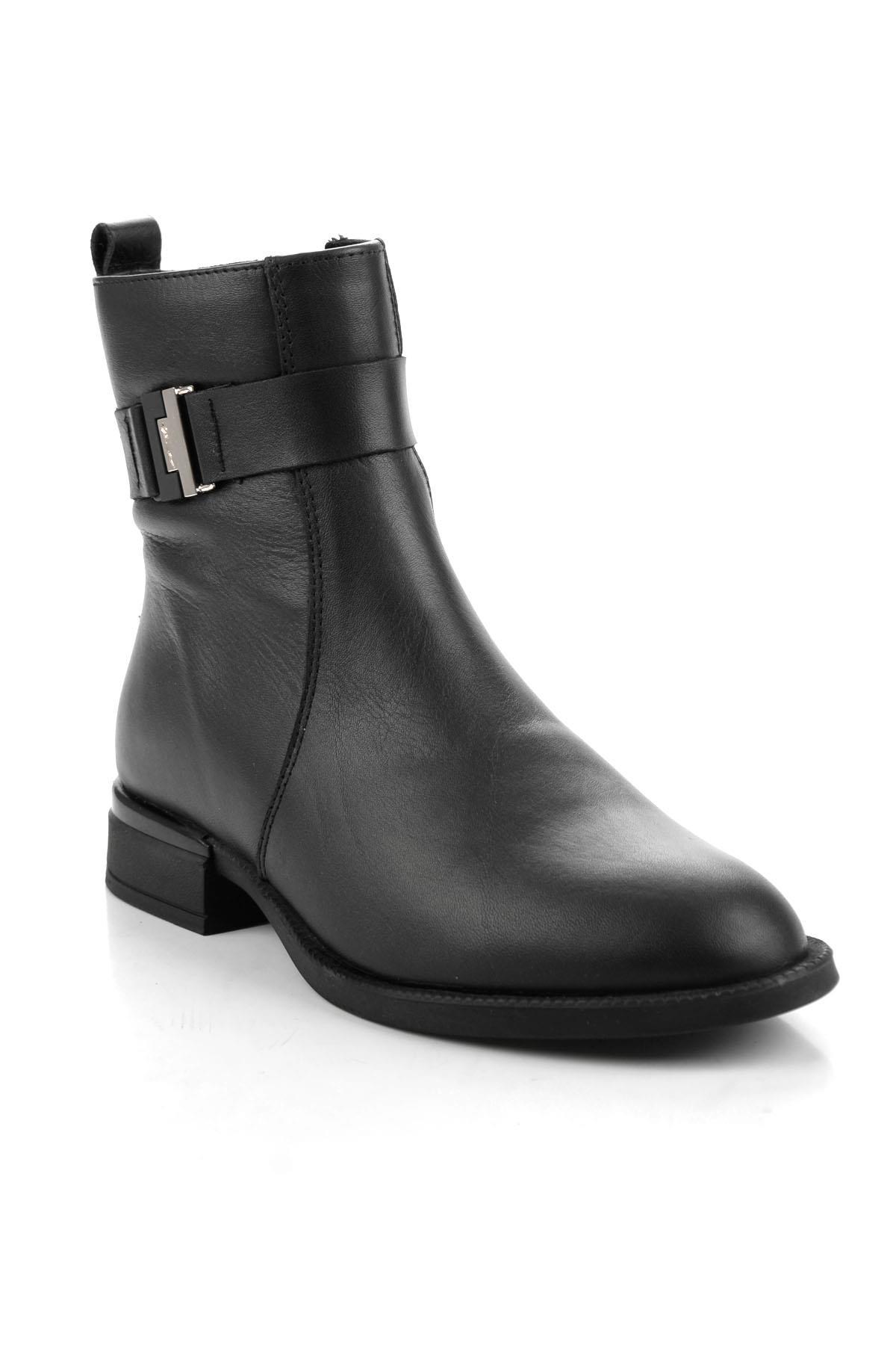 Siyah Hakiki Deri Kadın Bot & Bootie K02724560303