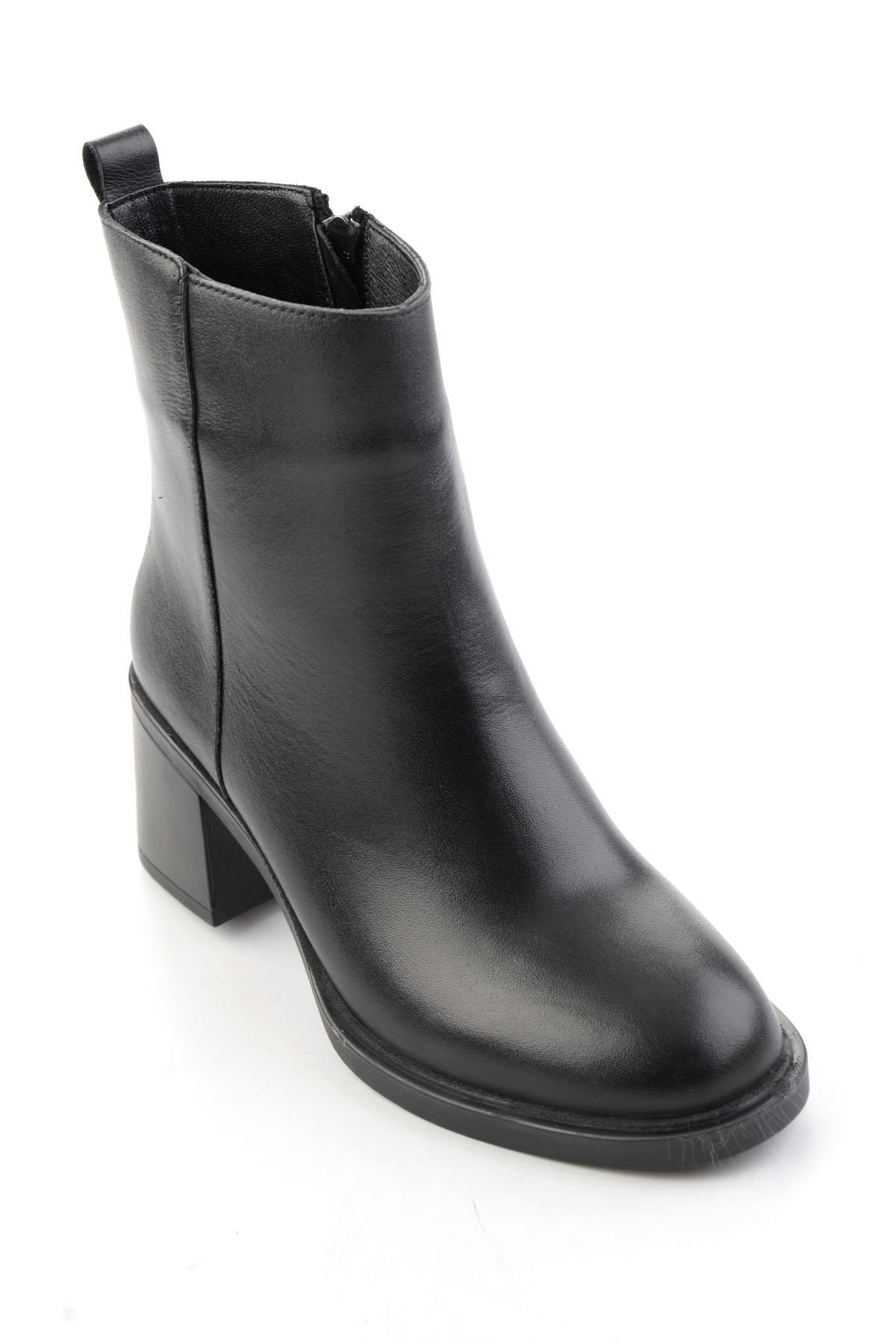 Siyah Hakiki Deri Kadın Bot & Bootie K02788002003