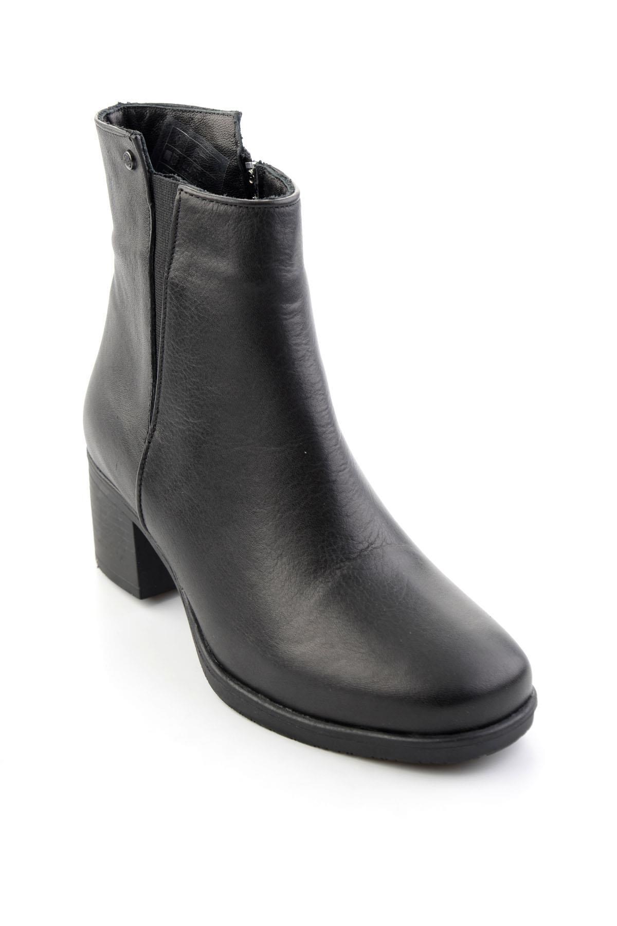 Siyah Hakiki Deri Kadın Bot & Bootie K02586301703