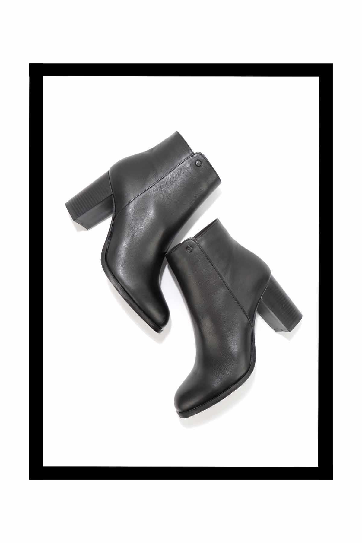 Siyah Hakiki Deri Kadın Bot & Bootie K02208021103