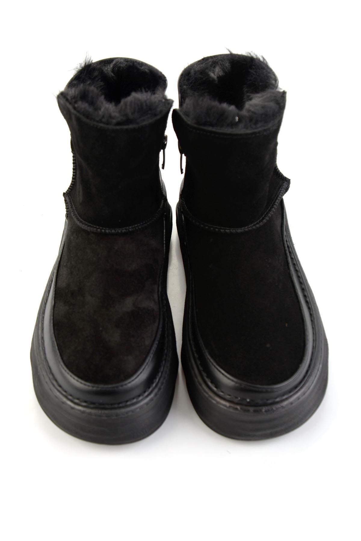 Siyah Hakiki Deri Kadın Bot & Bootie K02748100502