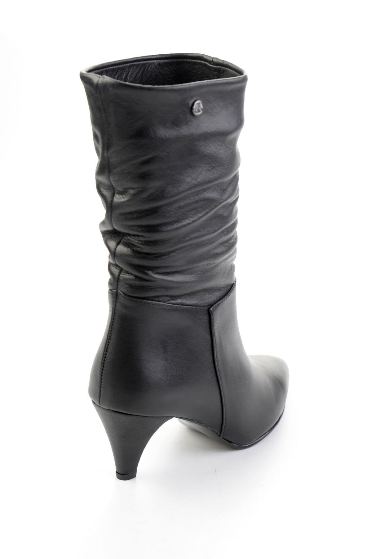 Siyah Hakiki Deri Kadın Bot & Bootie K02750150103