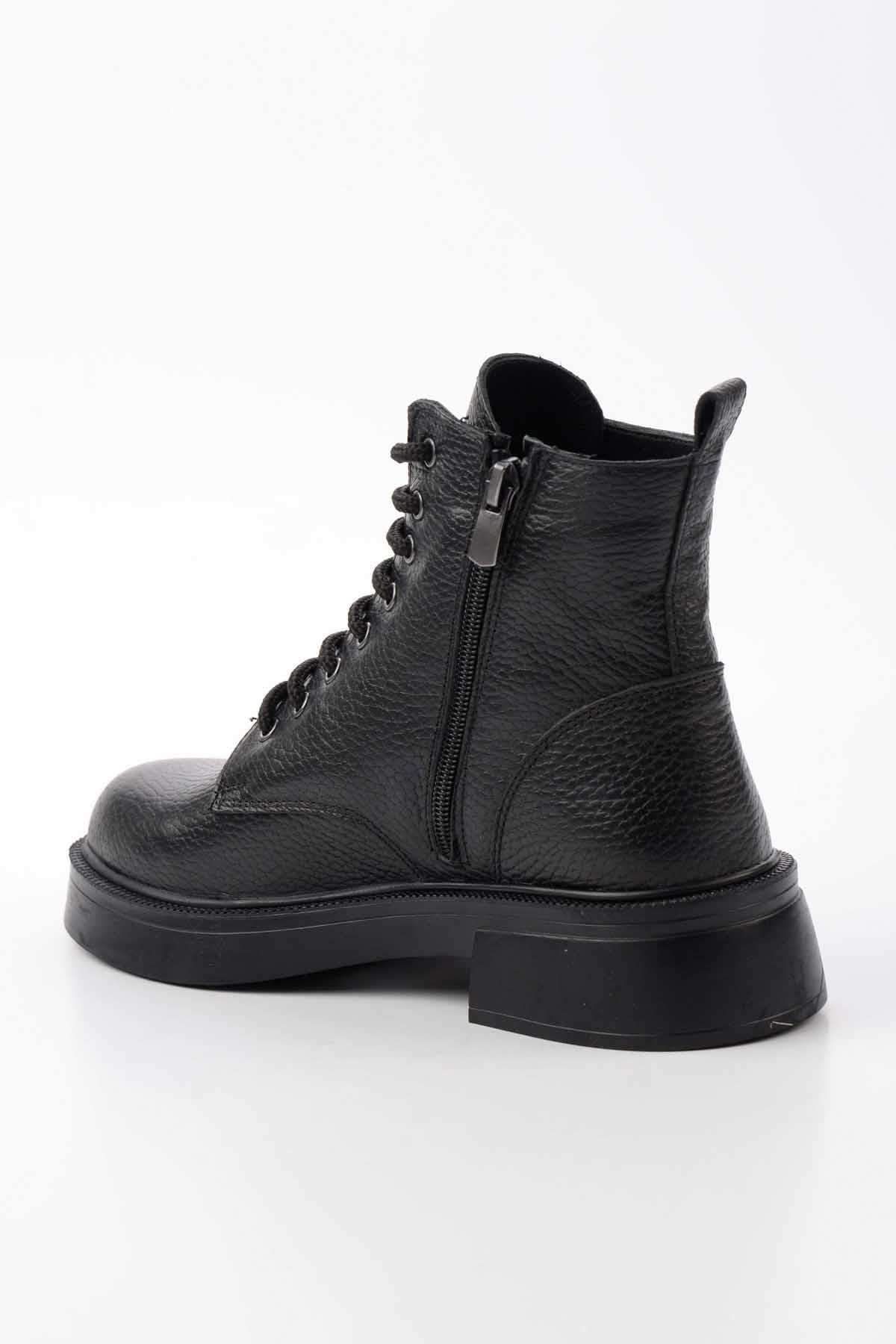 Siyah Hakiki Deri Kadın Bot & Bootie K02423018103