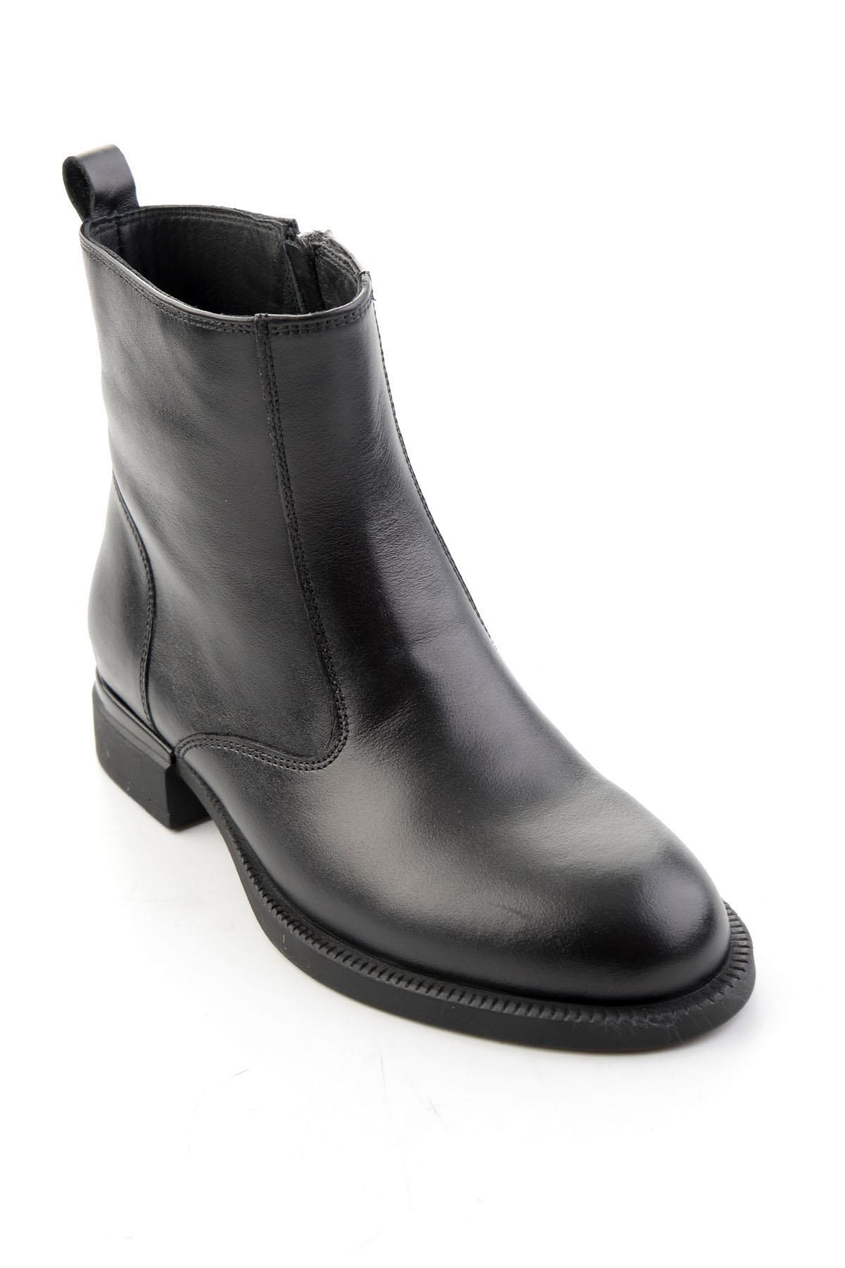 Siyah Hakiki Deri Kadın Bot & Bootie K02793222203