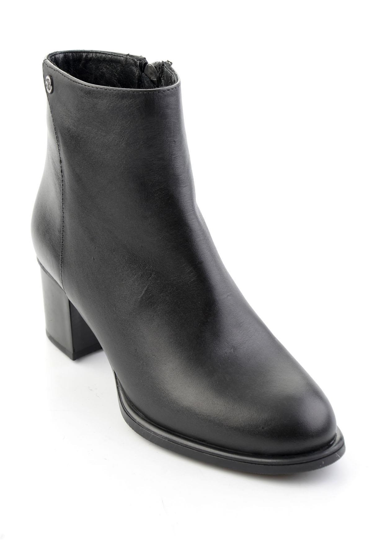 Siyah Hakiki Deri Kadın Bot & Bootie K02351322103