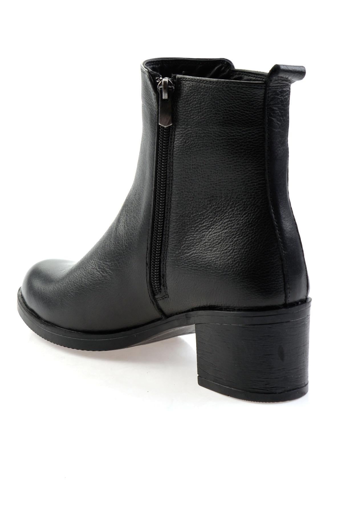 Siyah Hakiki Deri Kadın Bot & Bootie K02286001103