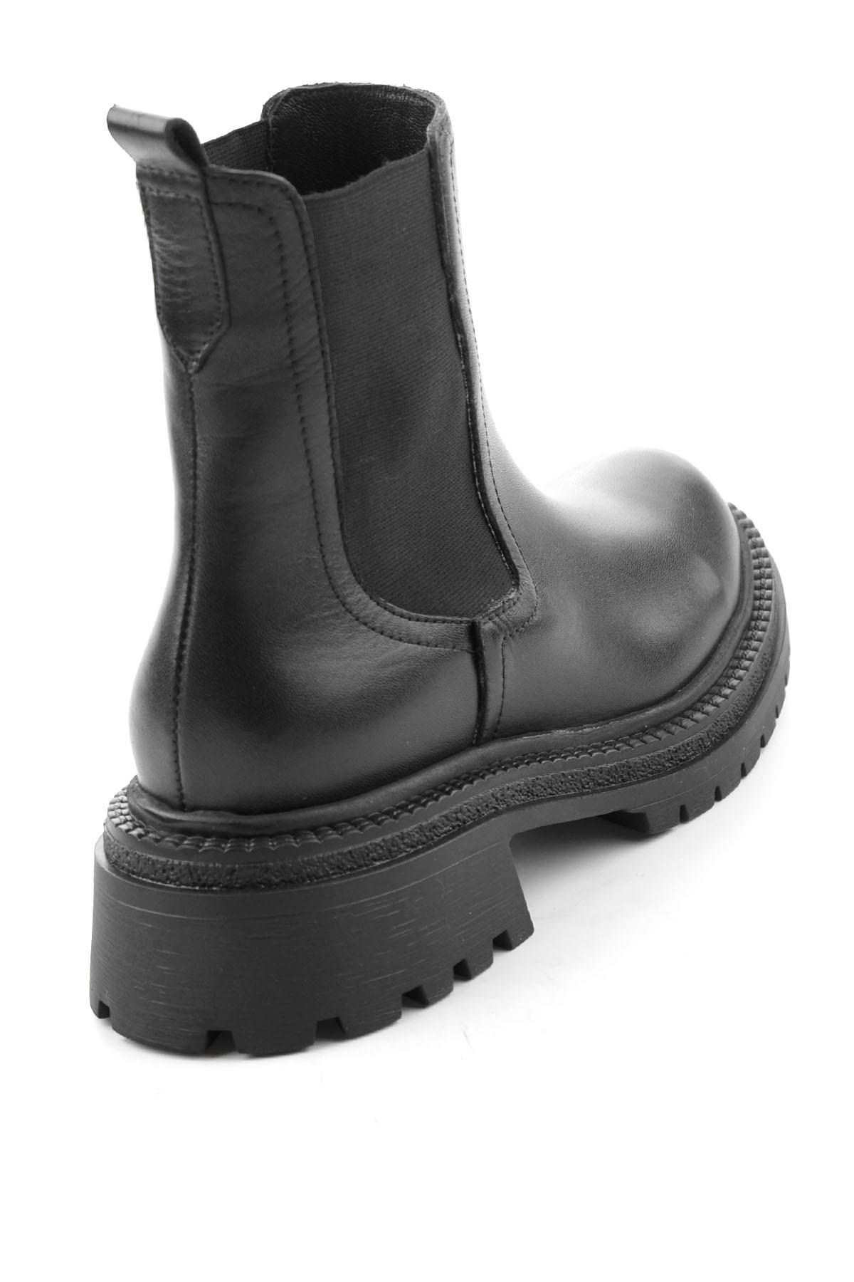 Siyah Hakiki Deri Kadın Bot & Bootie K02788205303