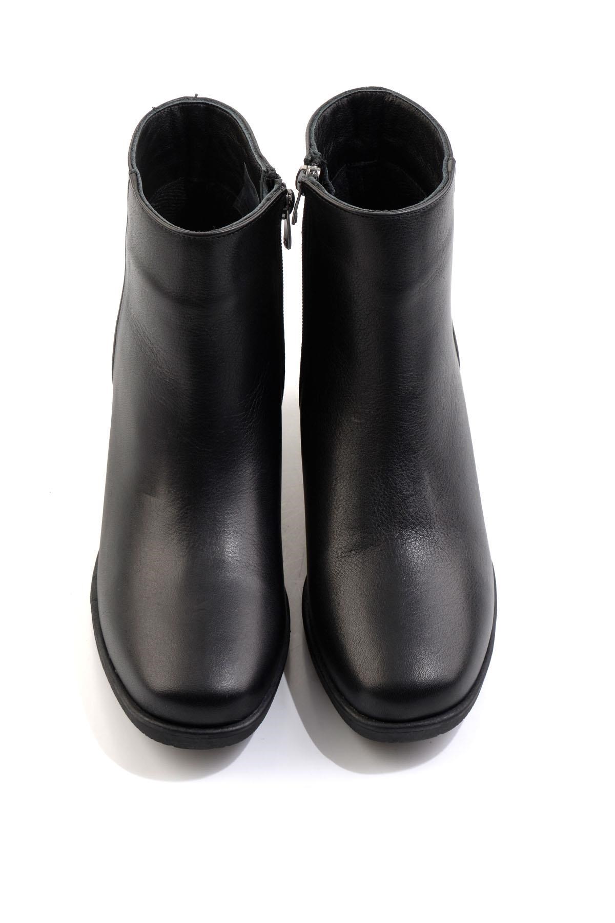 Siyah Hakiki Deri Kadın Bot & Bootie K02586082503