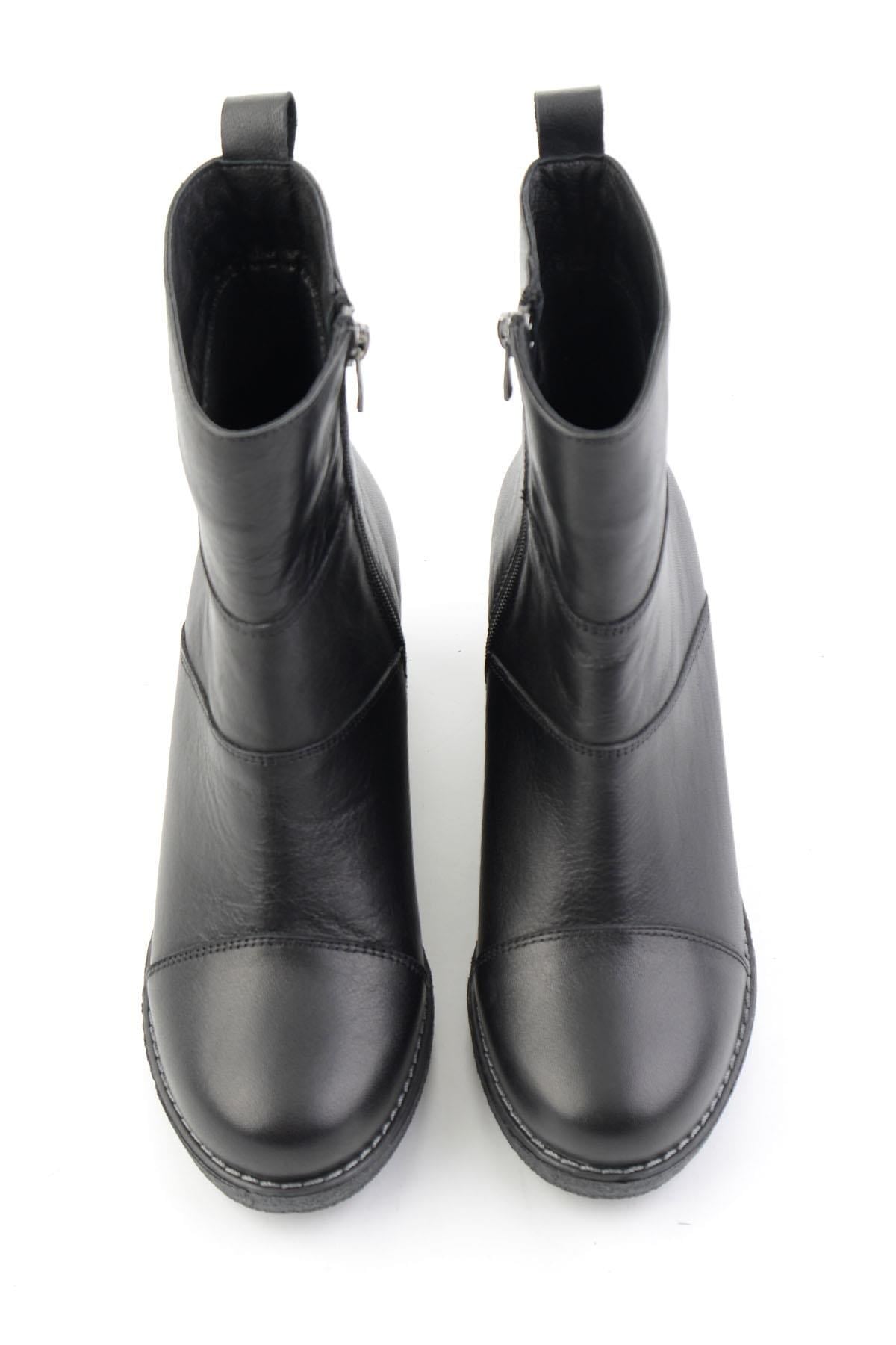 Siyah Hakiki Deri Kadın Bot & Bootie K02586999703