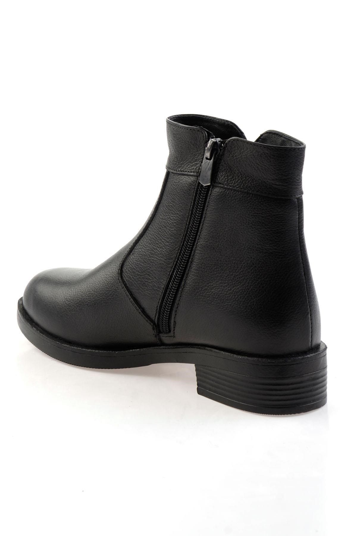 Siyah Hakiki Deri Kadın Bot & Bootie K02286001303