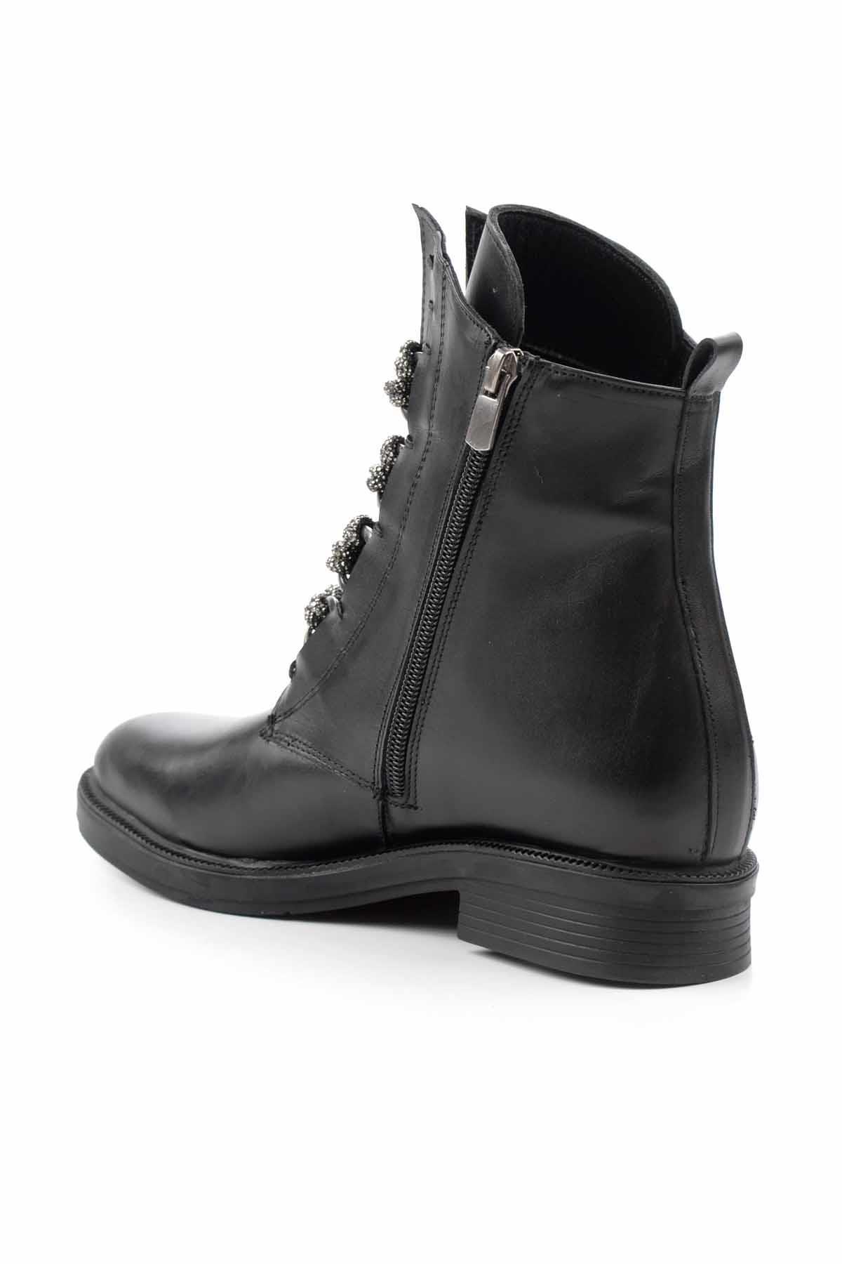 Siyah Hakiki Deri Kadın Bot & Bootie K02531206503