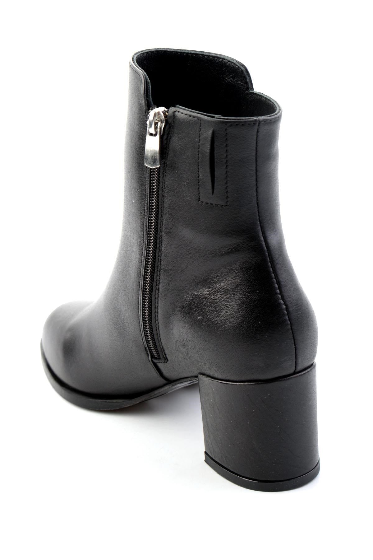 Siyah Hakiki Deri Kadın Bot & Bootie K02208020903