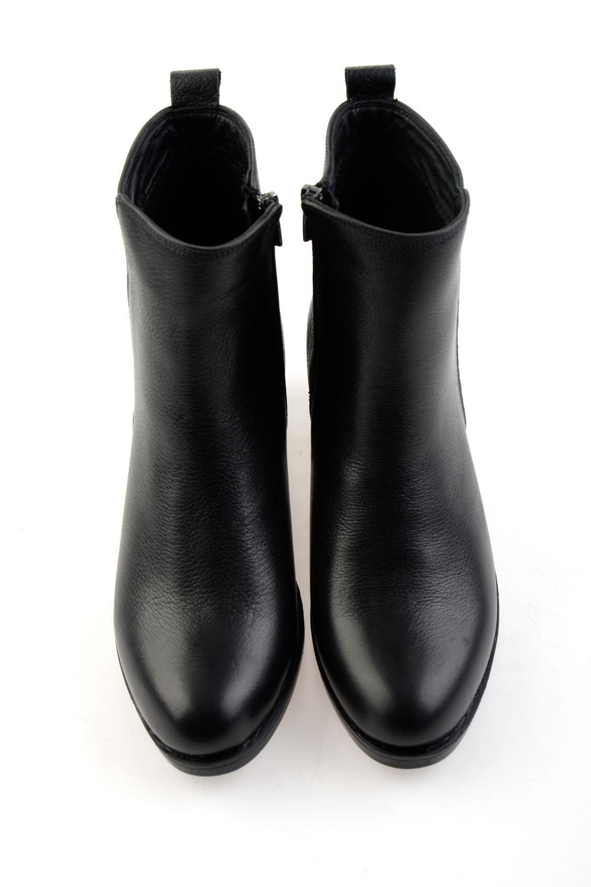 Siyah Hakiki Deri Kadın Bot & Bootie K02286001103