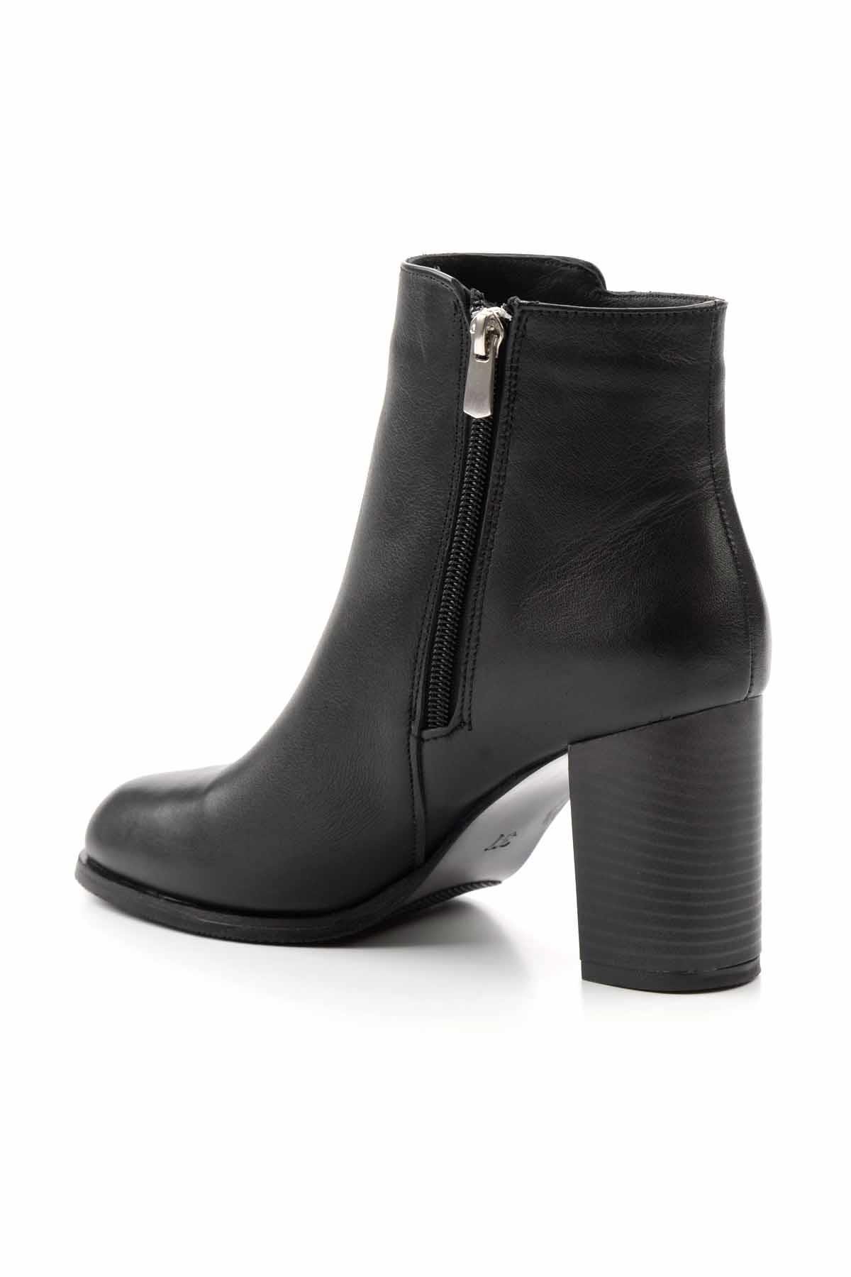 Siyah Hakiki Deri Kadın Bot & Bootie K02208021103