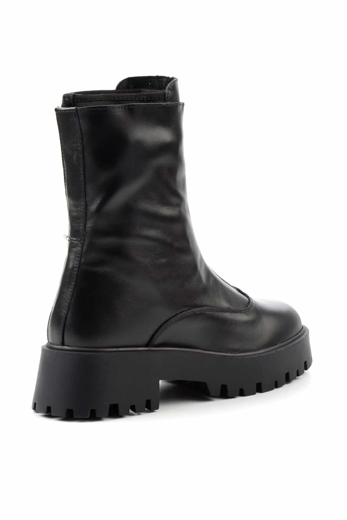 Siyah Hakiki Deri Kadın Bot & Bootie K02351314703