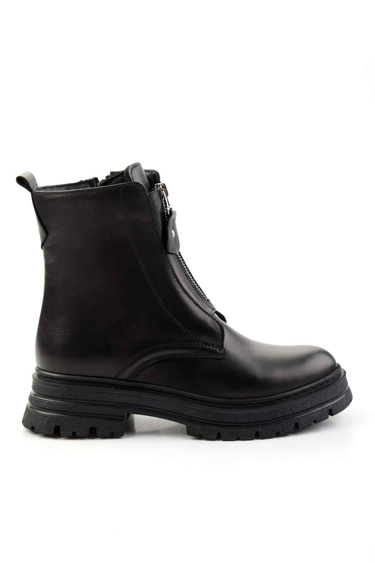 Siyah Hakiki Deri Kadın Bot & Bootie K02286089903