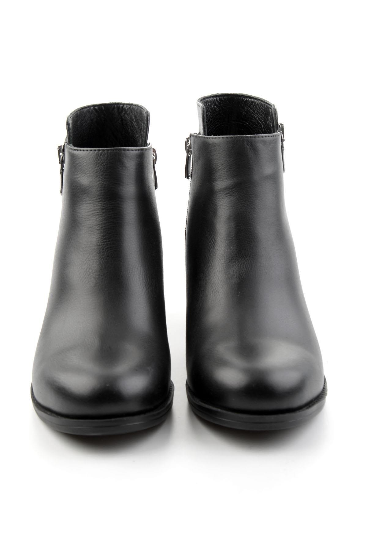 Siyah Hakiki Deri Kadın Bot & Bootie K02208210103