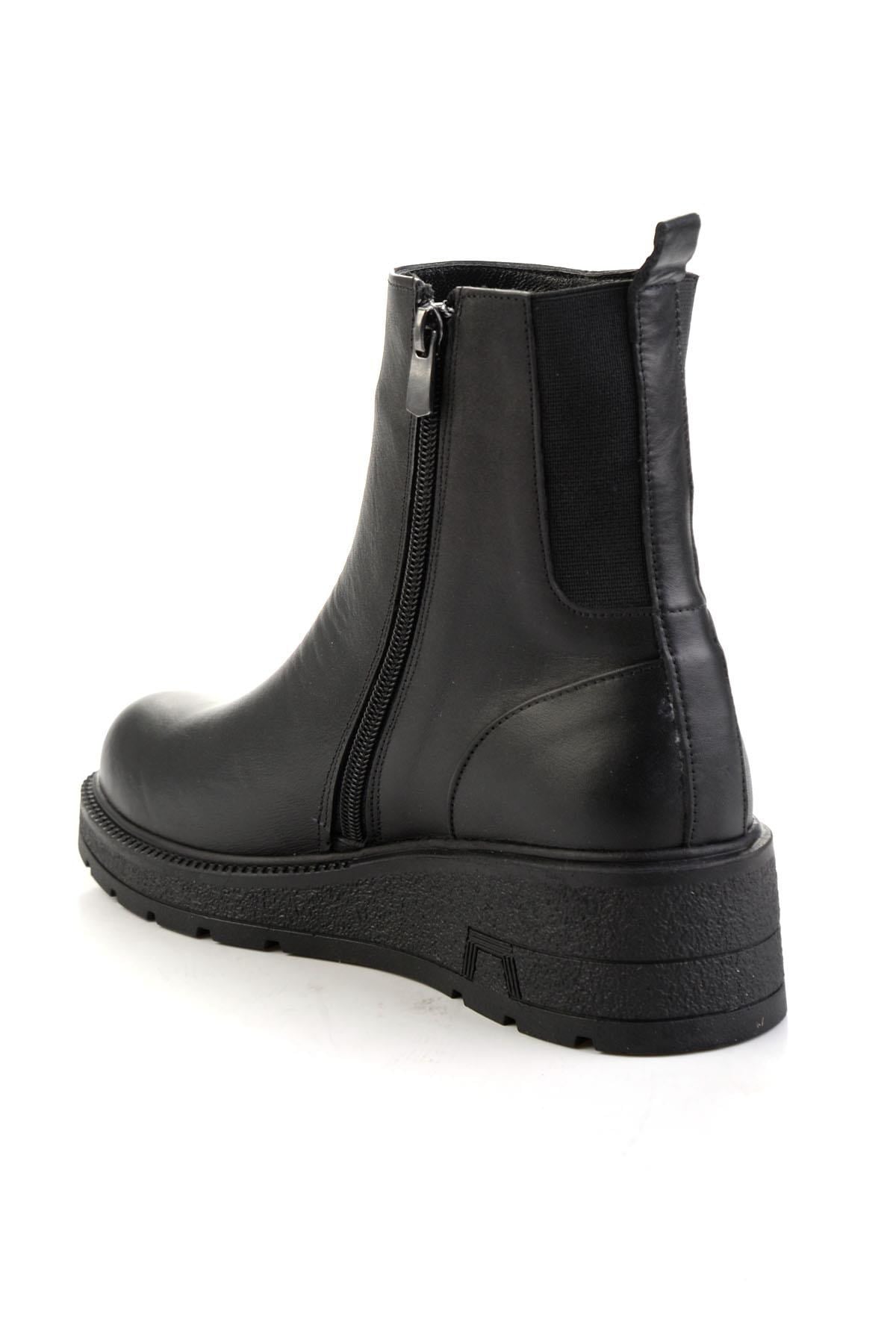Siyah Hakiki Deri Kadın Bot & Bootie K02717251903